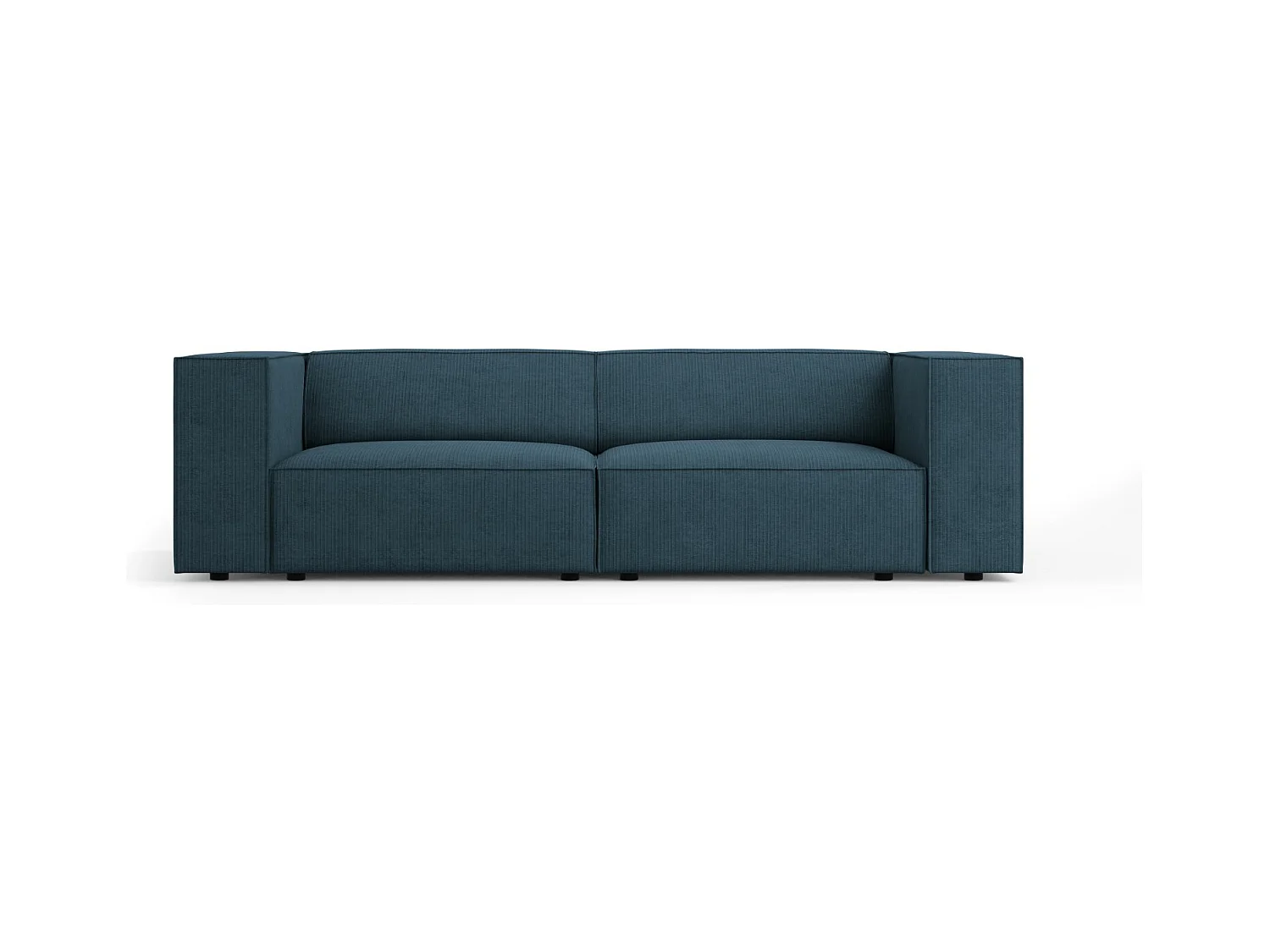 Cosmopolitan Design - Canapé "Arendal" 3 places en chenille avec un effet côtelé bleu marine - 204x102x70cm