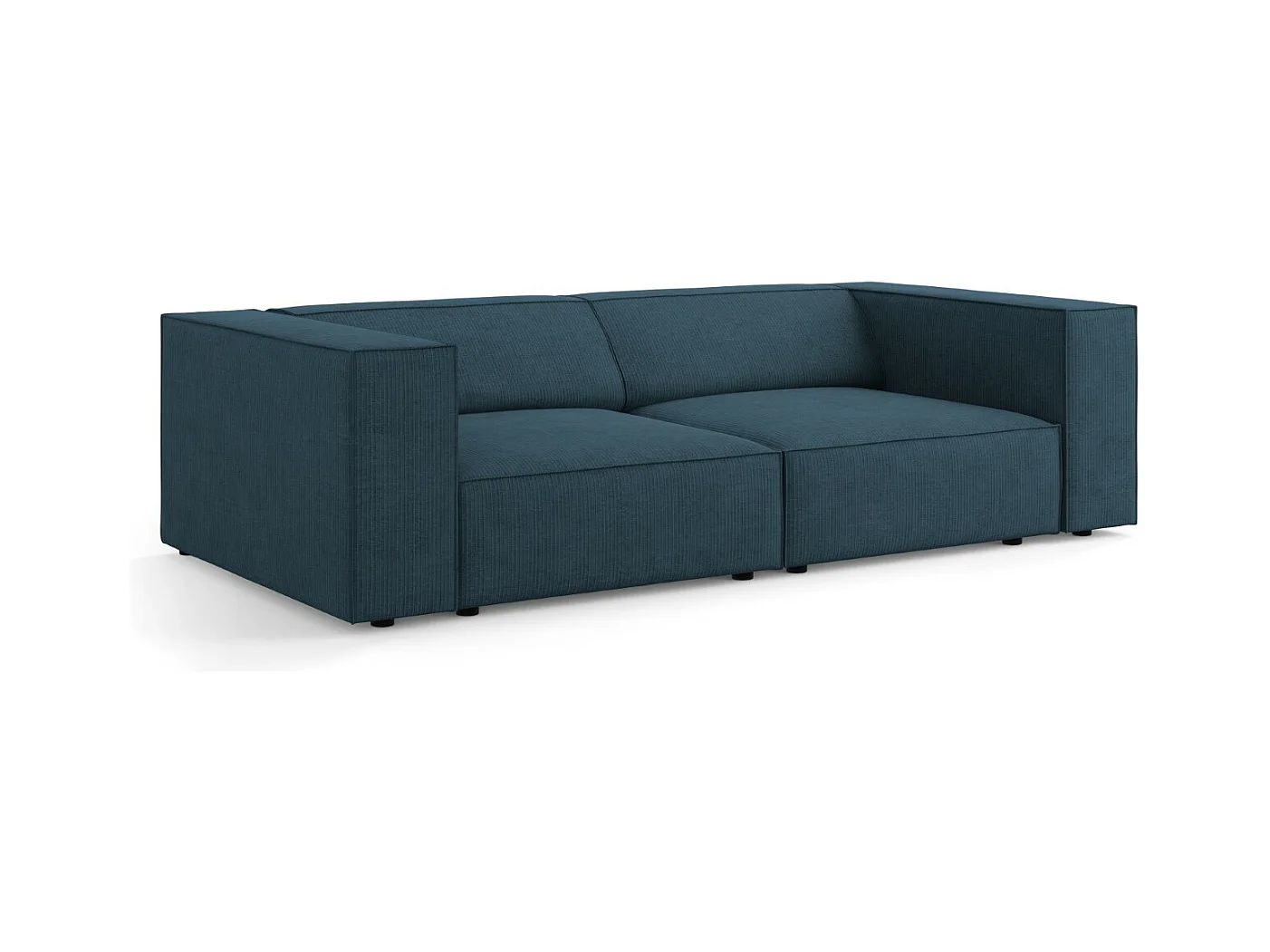 Cosmopolitan Design - Canapé "Arendal" 3 places en chenille avec un effet côtelé bleu marine - 204x102x70cm