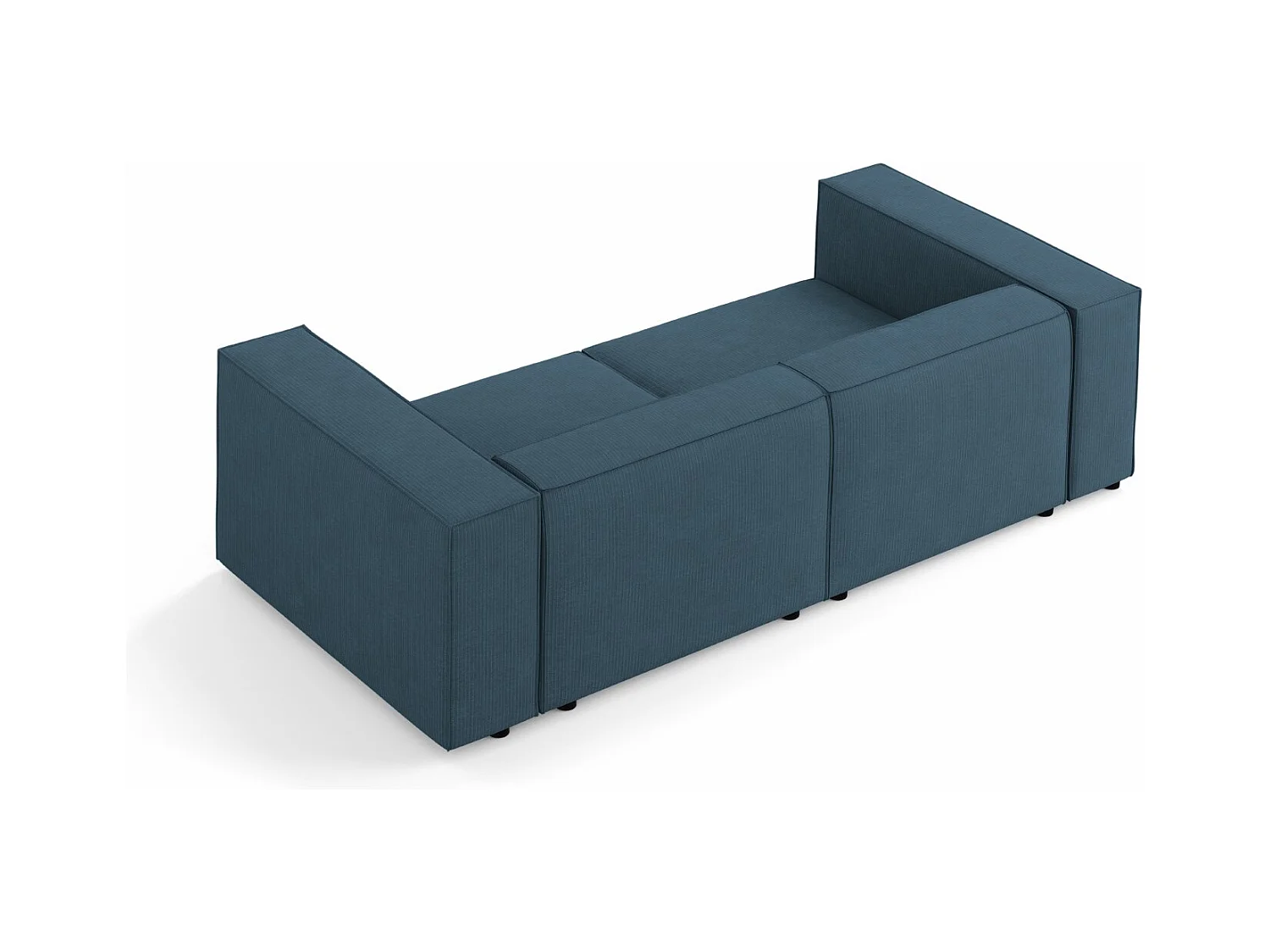 Cosmopolitan Design - Canapé "Arendal" 3 places en chenille avec un effet côtelé bleu marine - 204x102x70cm