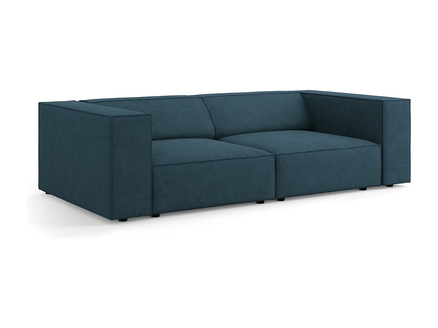 Cosmopolitan Design - Sofá "Arendal" 3 lugares em tecido chenille com efeito canelado azul marinho - 204x102x70cm