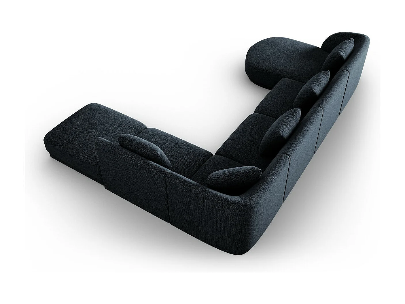 Cosmopolitan Design - Canapé d'angle droit panoramique "Tulum" 6 places en chenille bleu roi - 330x255x70cm