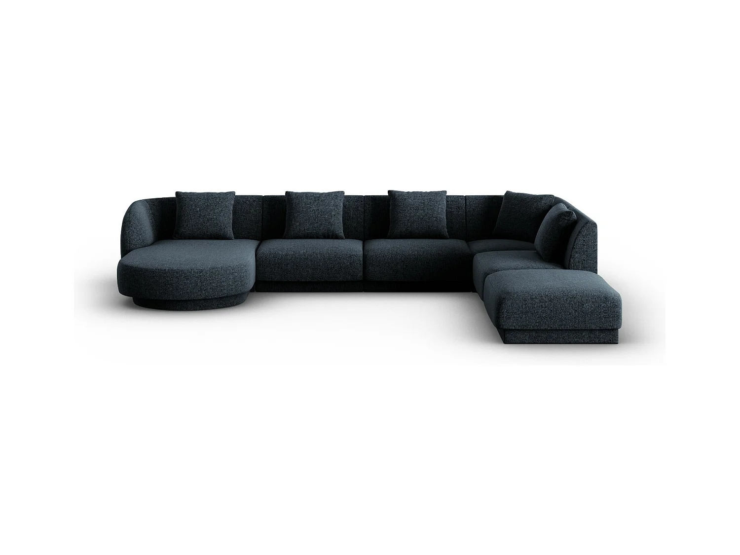 Cosmopolitan Design - Canapé d'angle droit panoramique "Tulum" 6 places en chenille bleu roi - 330x255x70cm