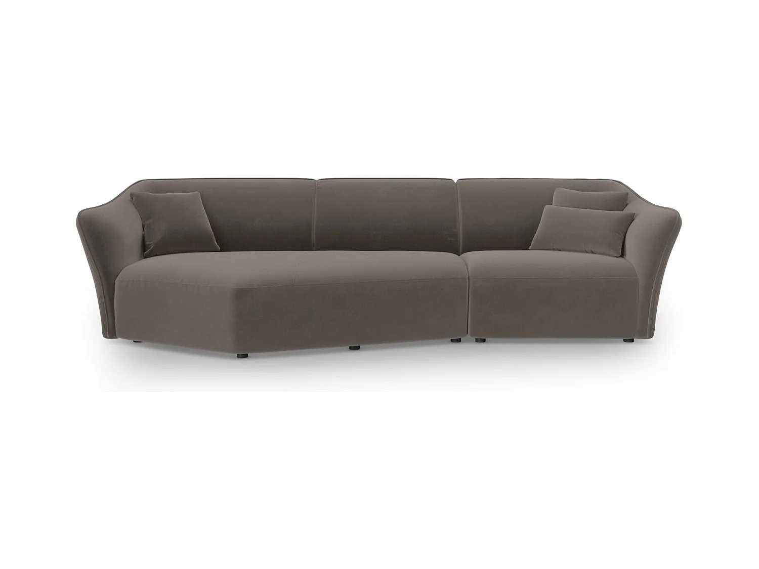 Cosmopolitan Design - Divano angolare modulare sinistro "Tokyo" 5 posti in velluto marrone chiaro - 292x138x79cm