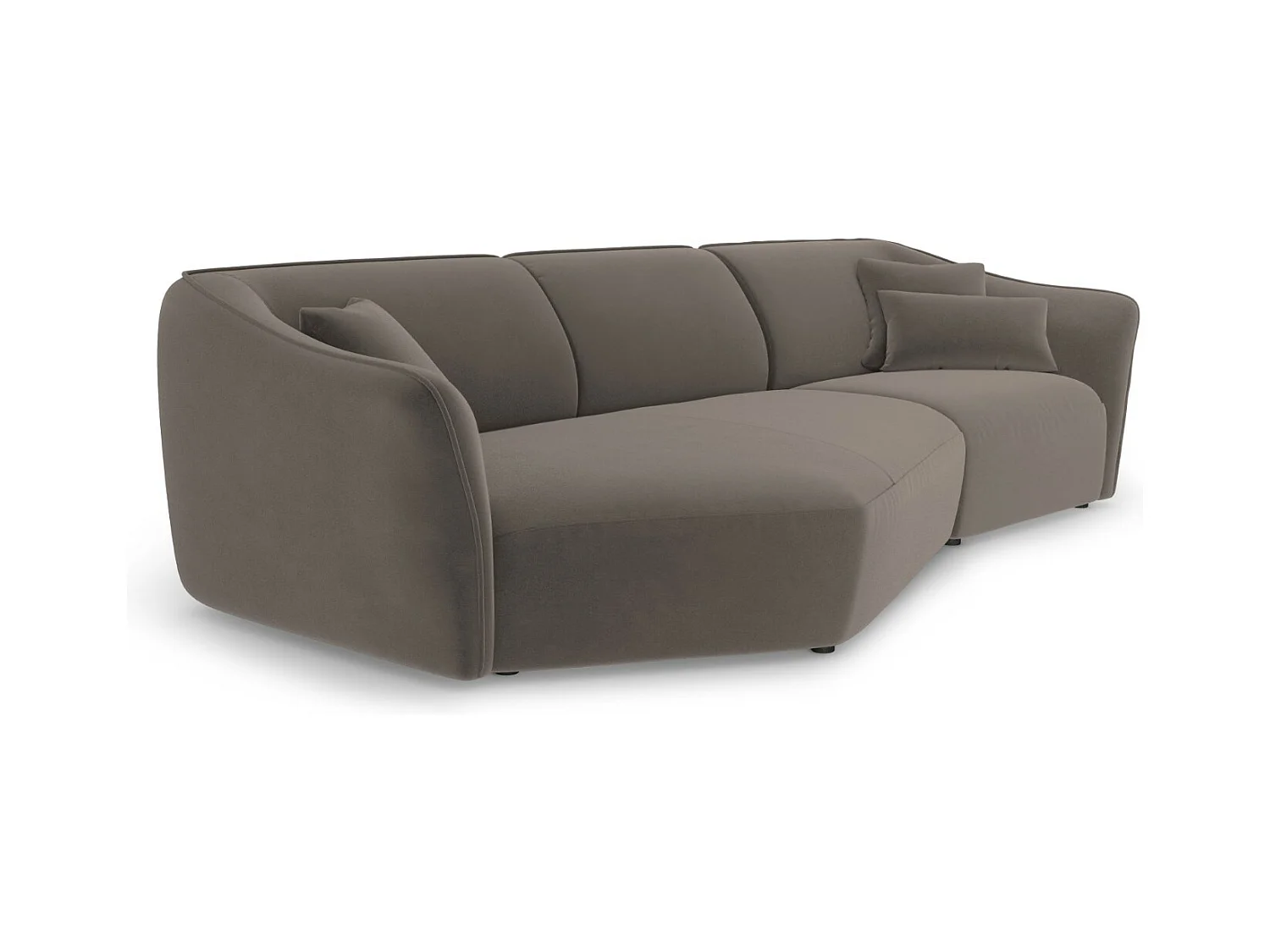 Cosmopolitan Design - Divano angolare modulare sinistro "Tokyo" 5 posti in velluto marrone chiaro - 292x138x79cm