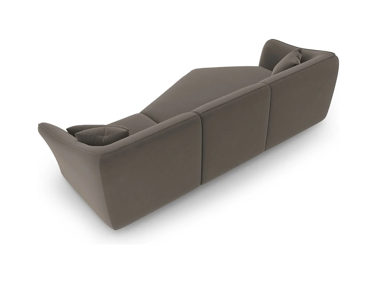 Cosmopolitan Design - Divano angolare modulare sinistro "Tokyo" 5 posti in velluto marrone chiaro - 292x138x79cm