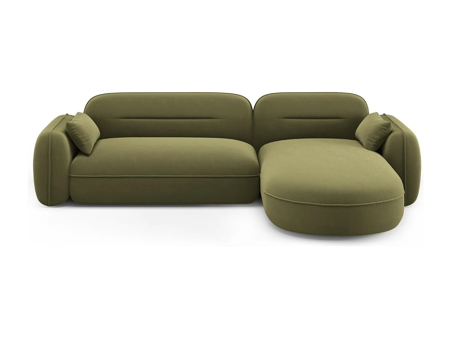 Cosmopolitan Design - Divano angolare modulare destro "Sydney" 4 posti in velluto verde chiaro - 275x165x70cm