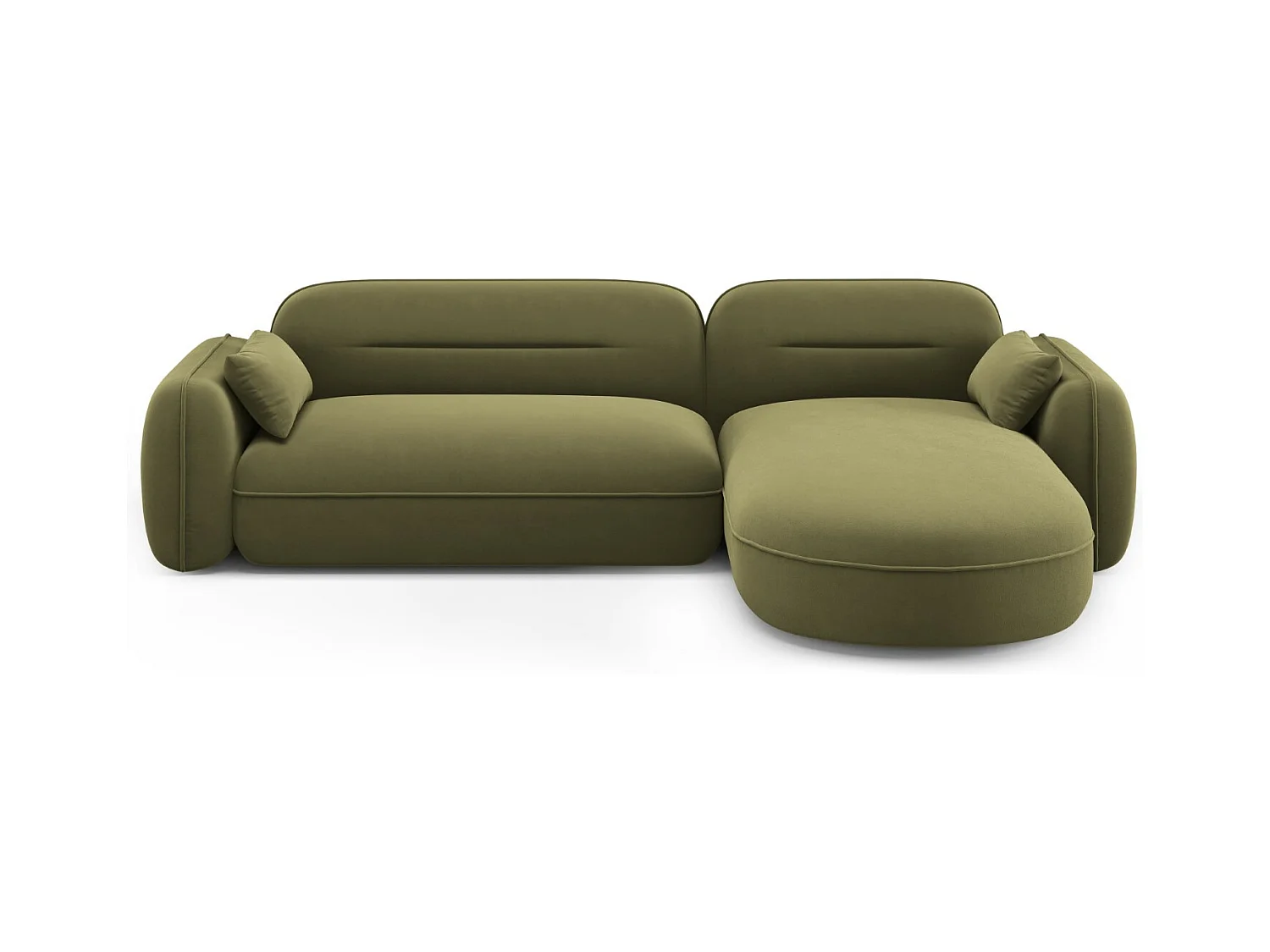Cosmopolitan Design - Canapé d'angle droit modulable "Sydney" 4 places en velours vert clair - 275x165x70cm