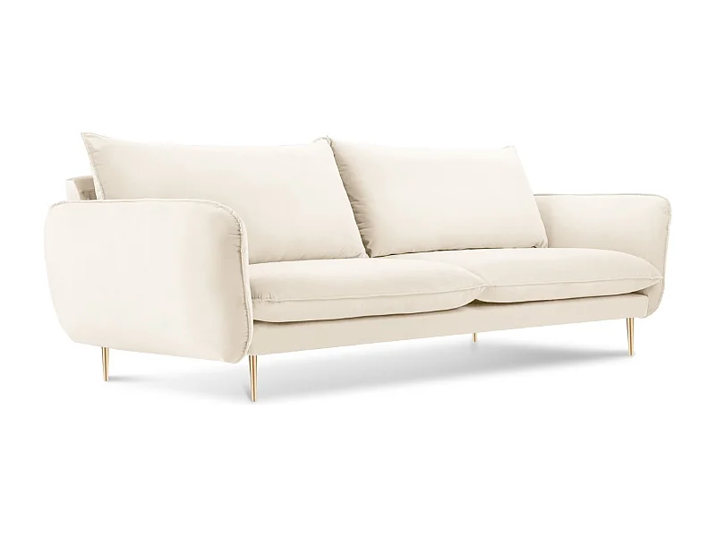 Cosmopolitan Design - Sofá "Vienna" 3 plazas de terciopelo beige claro - 200x92x95cm