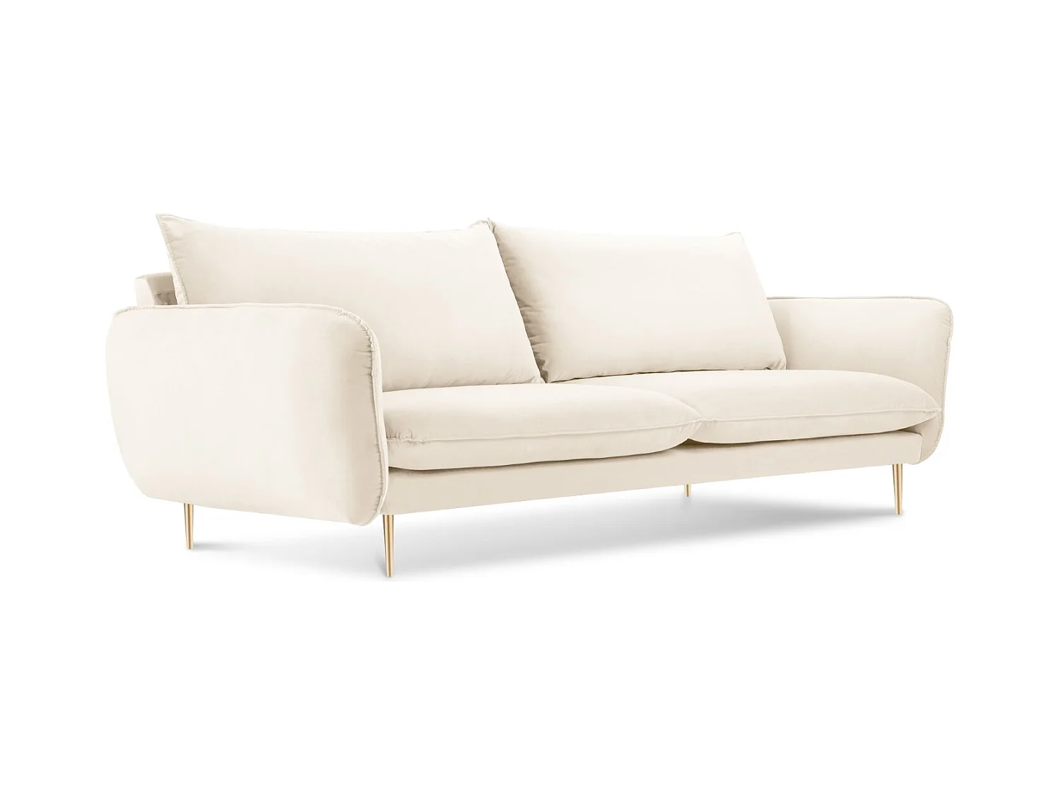 Cosmopolitan Design - Canapé "Vienna" 3 places en velours beige clair - 200x92x95cm