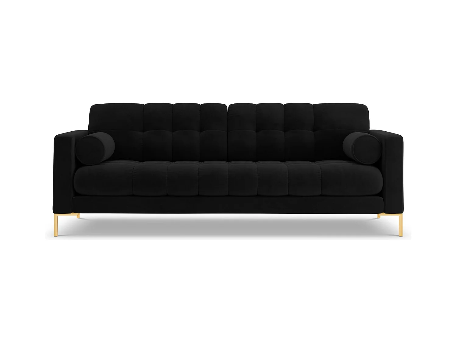 Cosmopolitan Design - Canapé "Bali" 4 places en velours noir - 217x92x75cm