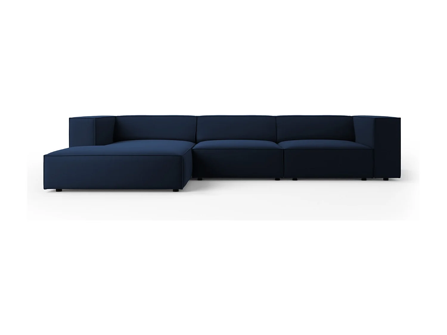 Cosmopolitan Design - 4-Sitzer Ecksofa links "Arendal" aus Samt königsblau - 284x166x70cm