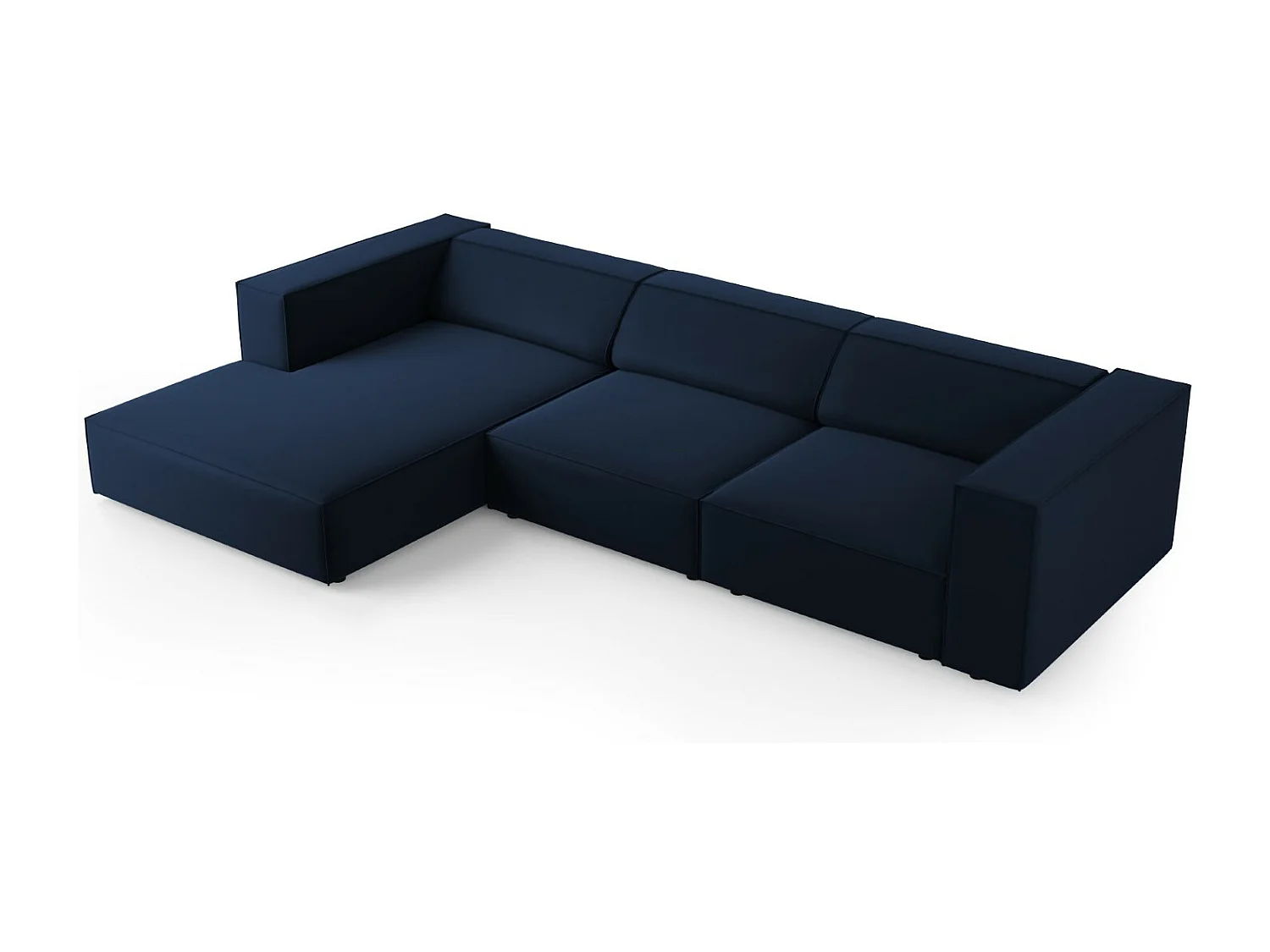 Cosmopolitan Design - 4-Sitzer Ecksofa links "Arendal" aus Samt königsblau - 284x166x70cm