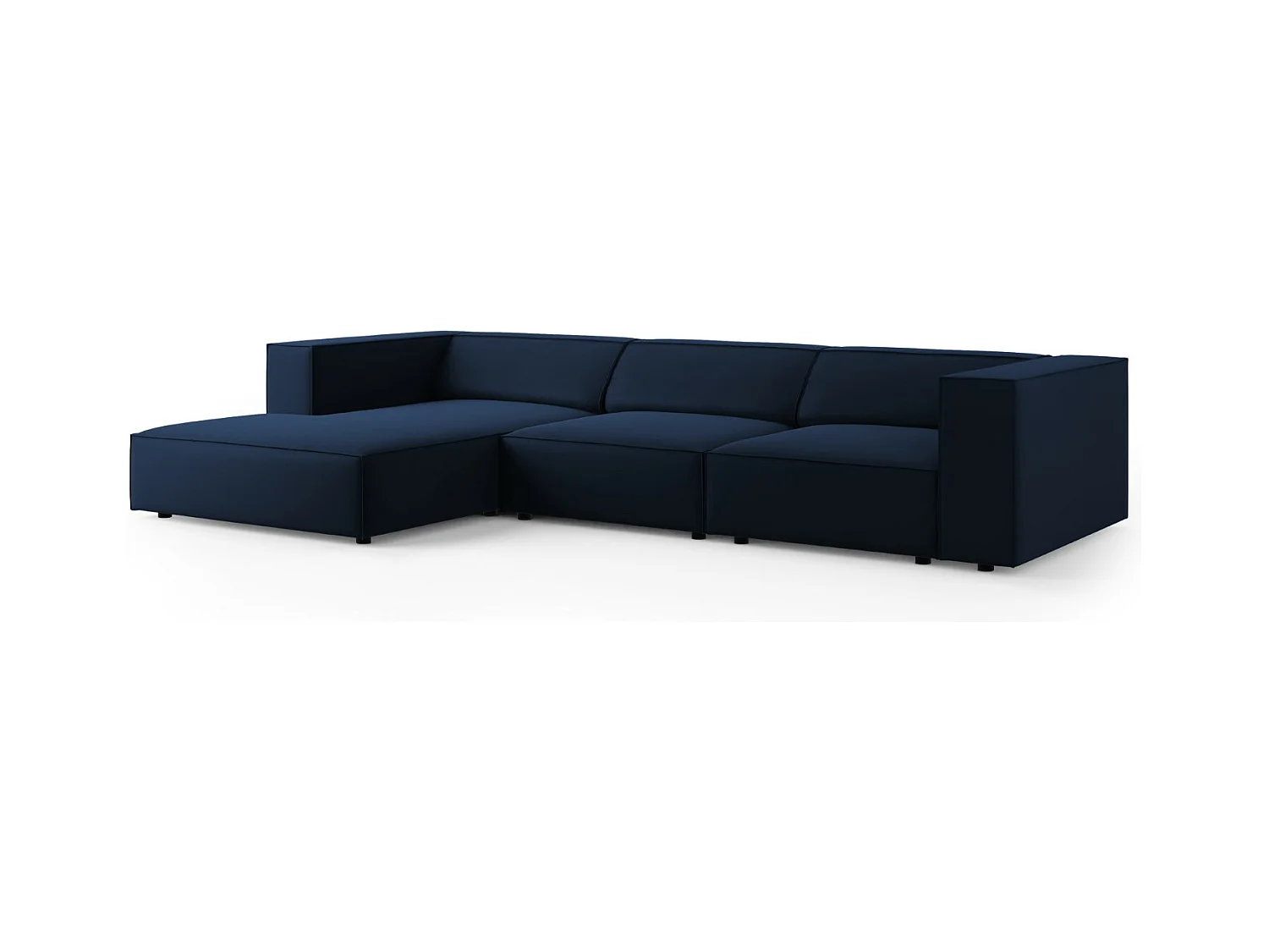 Cosmopolitan Design - Canapé d'angle gauche "Arendal" 4 places en velours bleu roi - 284x166x70cm