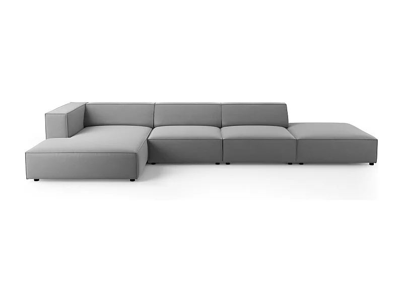 Cosmopolitan Design - 5-Sitzer Ecksofa links "Arendal" aus Samt hellgrau - 341x166x70cm