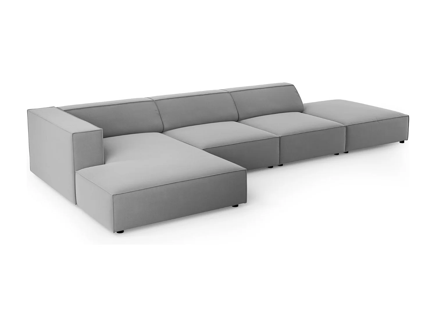 Cosmopolitan Design - Sofá de canto esquerdo "Arendal" 5 lugares em veludo cinza claro - 341x166x70cm