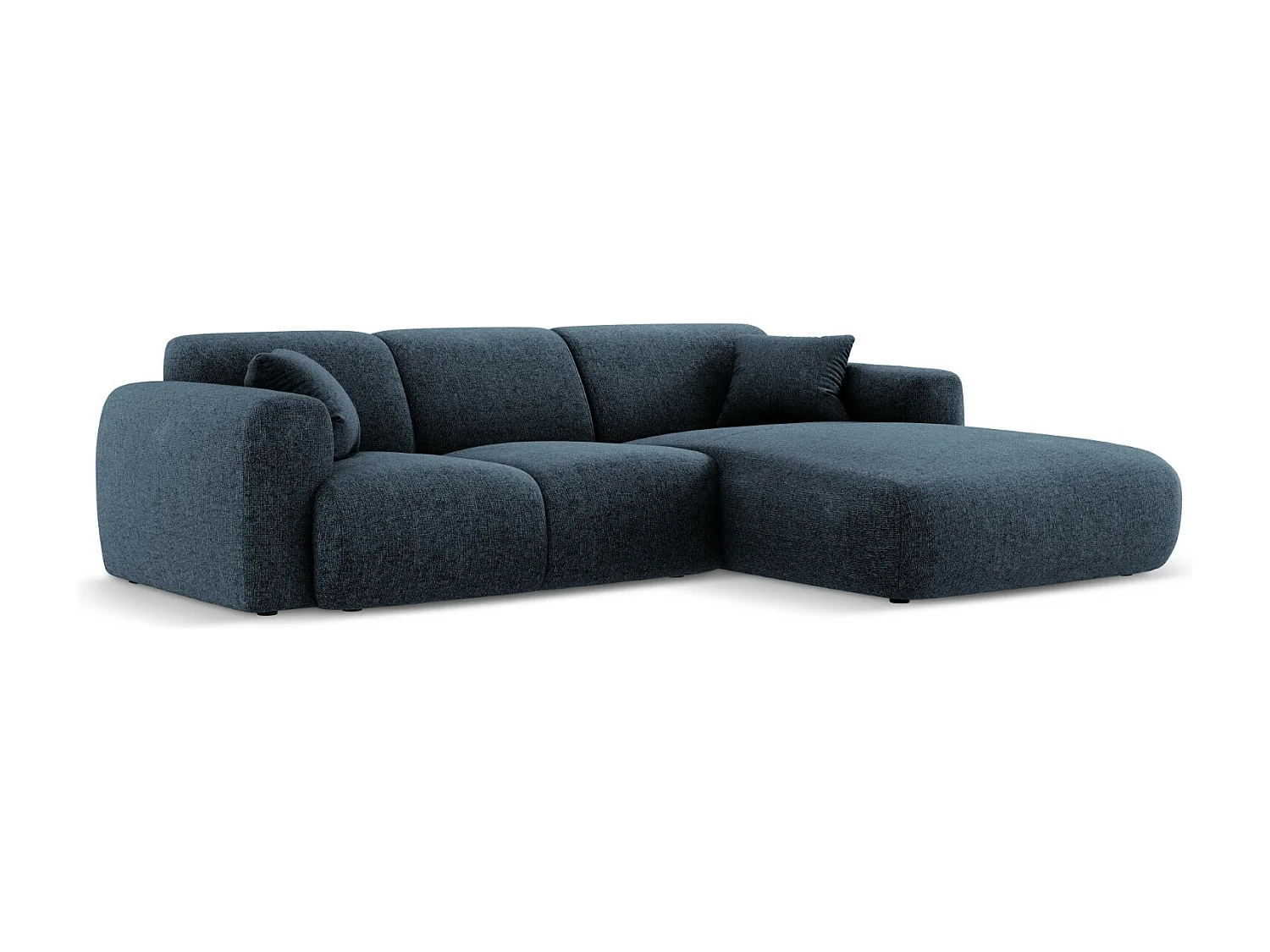 Cosmopolitan Design - Canapé d'angle droit "Nolio" 4 places en chenille bleu roi - 260x170x72cm