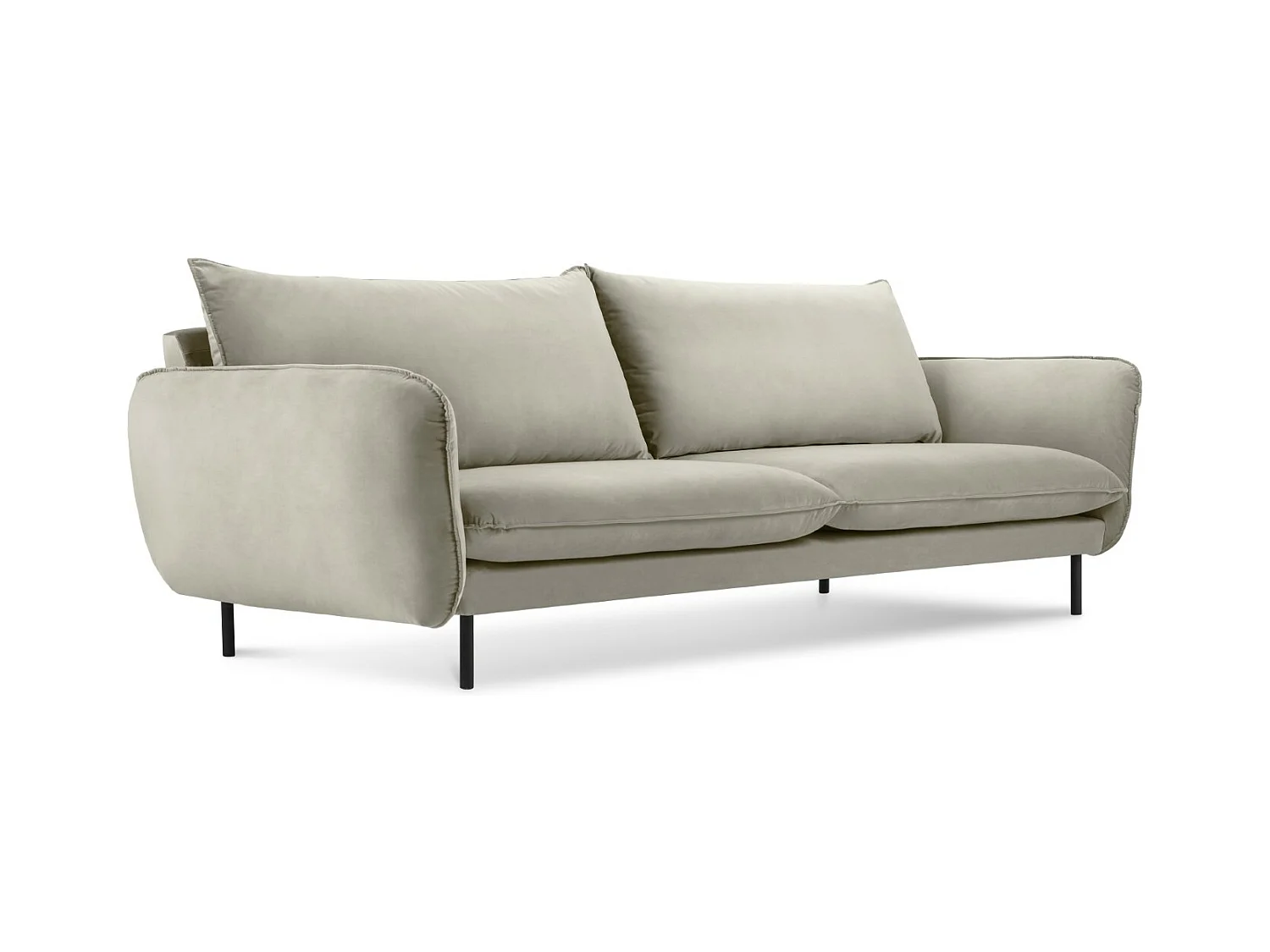 Cosmopolitan Design - Canapé "Vienna" 3 places en velours beige - 200x92x95cm