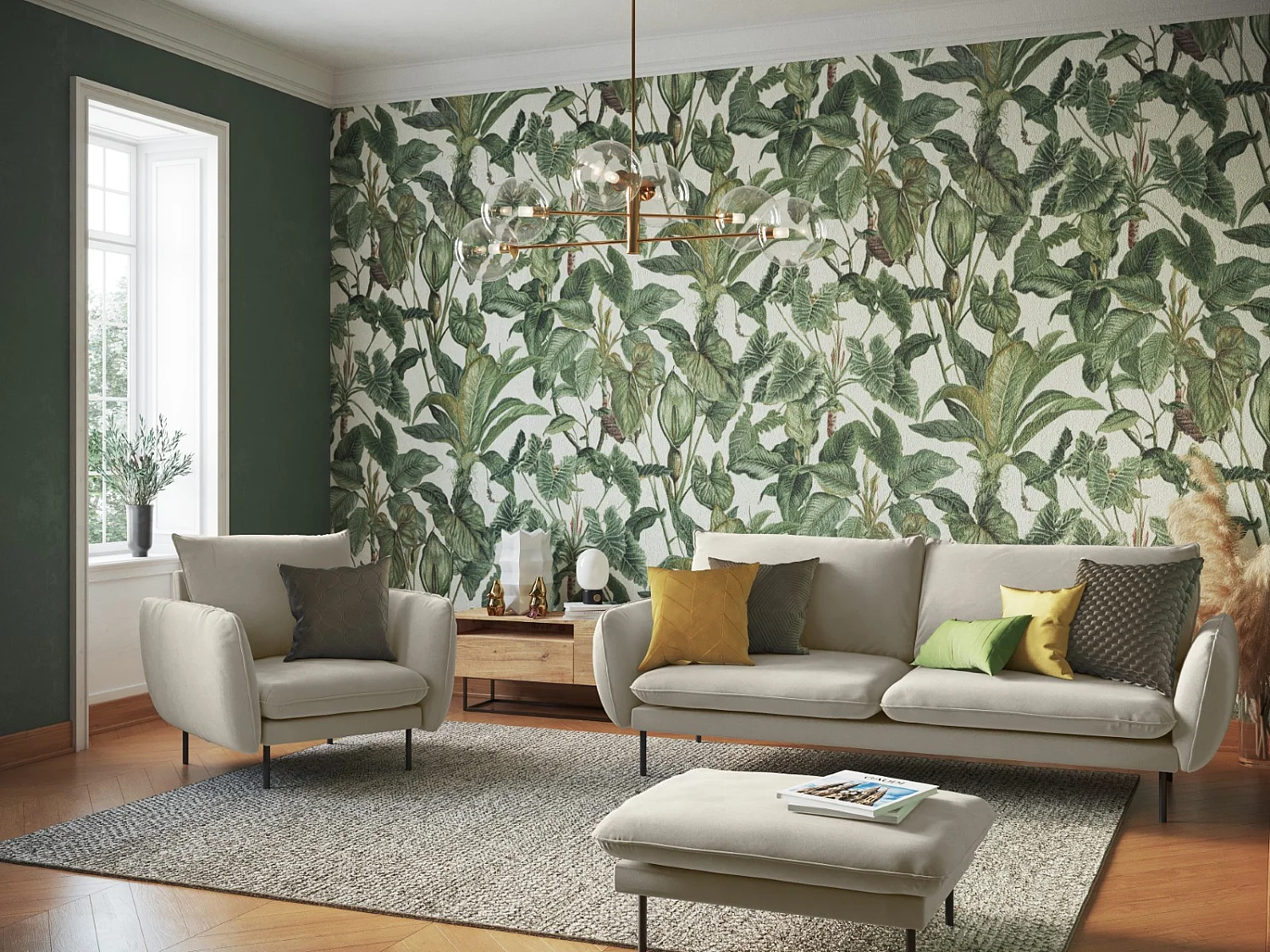 Cosmopolitan Design - Sofa, "Vienna" 3 miejsca welur, beż - 200x92x95cm