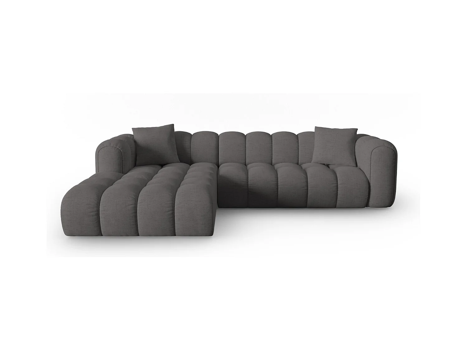 CXL by Christian Lacroix - Canapé d'angle gauche modulable "Clotilde" 4 places en tissu structurel gris - 306x190x70cm