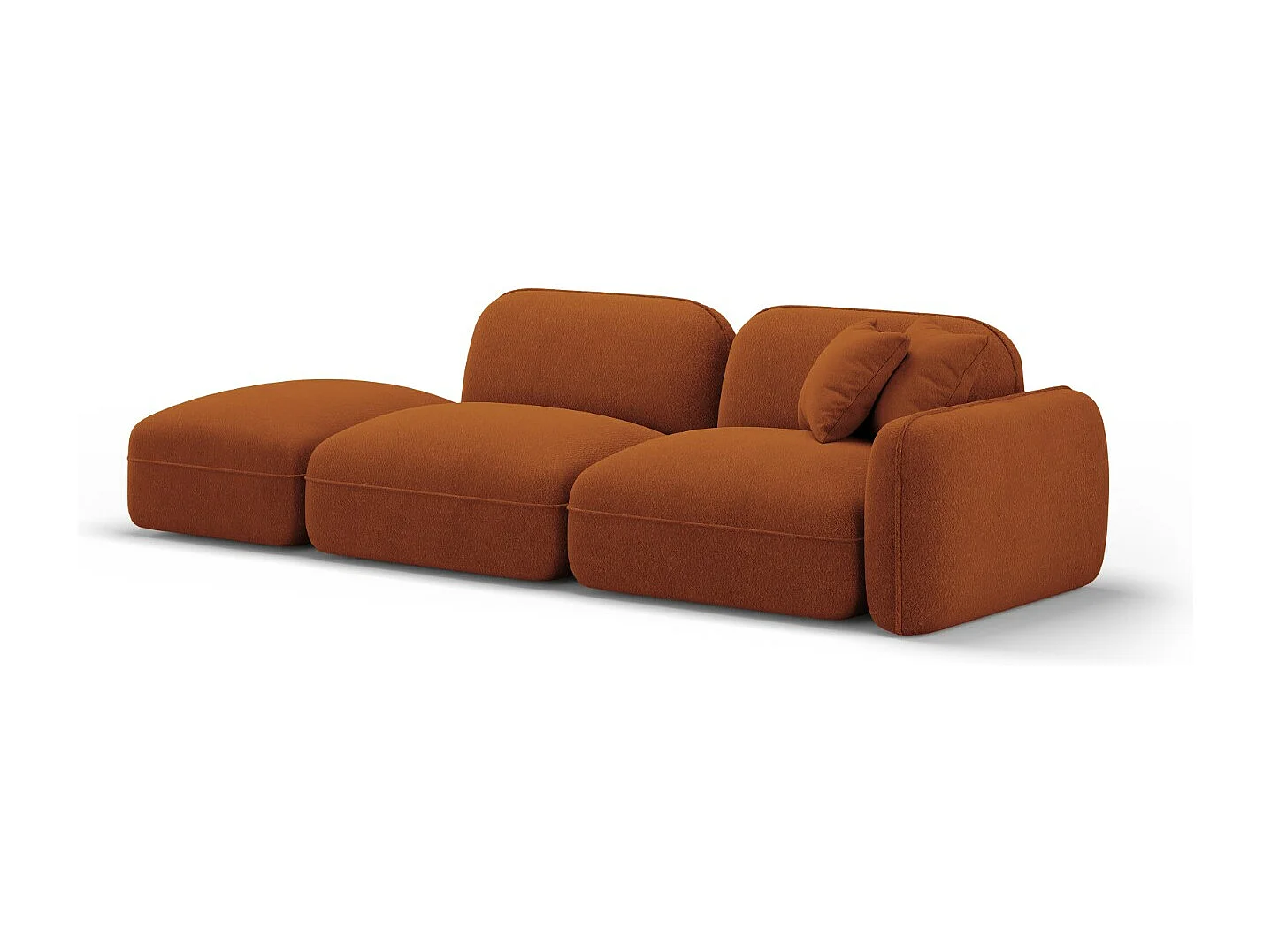 CXL by Christian Lacroix - Linker modulaire bank "Lucien" 3 zitplaatsen, Flueel, Terracotta - 295x90x70cm