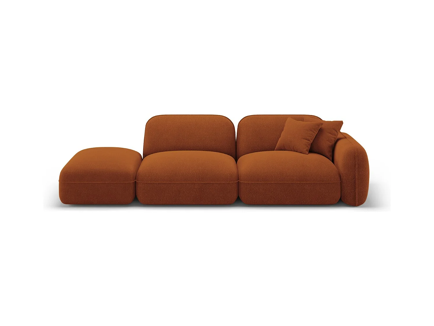 CXL by Christian Lacroix - Linker modulaire bank "Lucien" 3 zitplaatsen, Flueel, Terracotta - 295x90x70cm