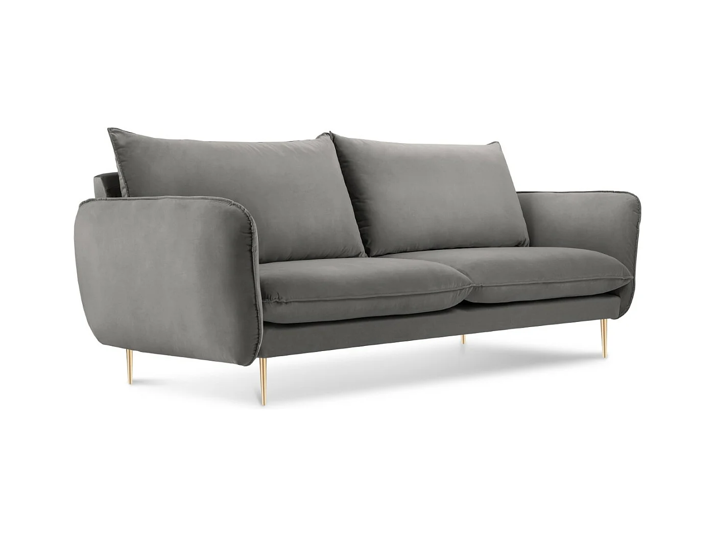 Cosmopolitan Design - Canapé "Vienna" 2 places en velours gris clair - 160x92x95cm
