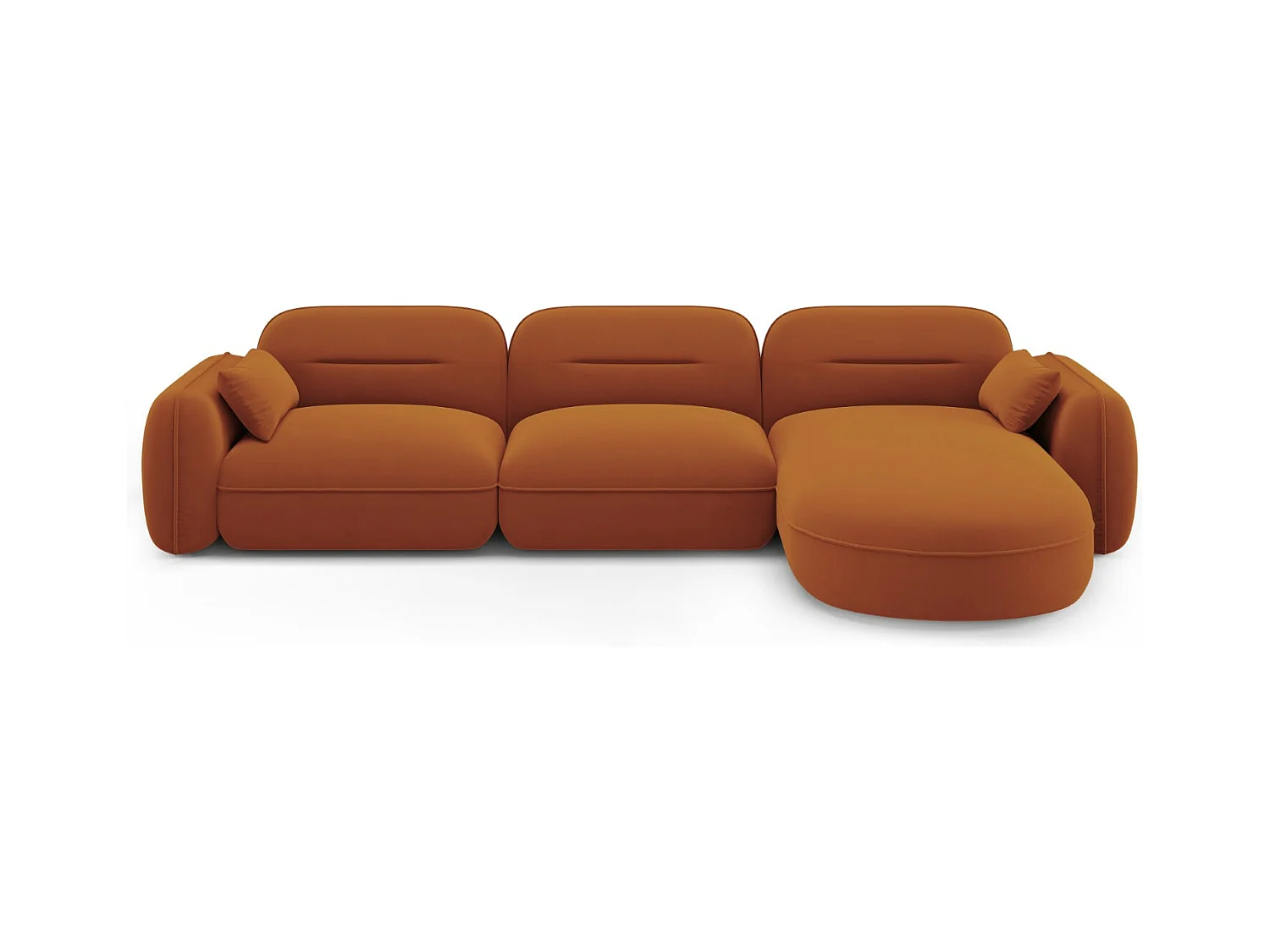 Cosmopolitan Design - Modulaire hoekbank rechts "Sydney" 4 zitplaatsen, Flueel, Terracotta - 320x165x70cm