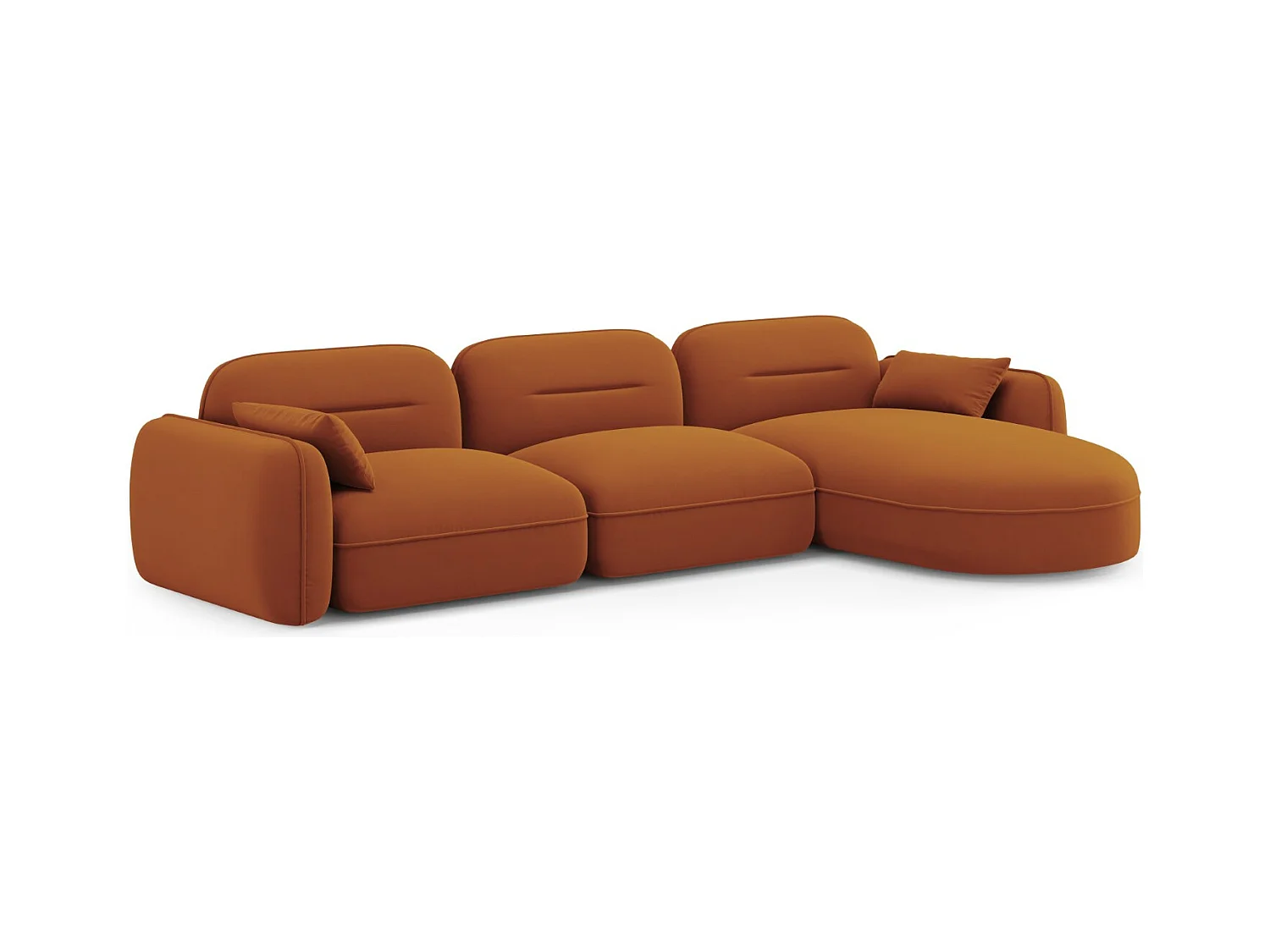 Cosmopolitan Design - Canapé d'angle droit modulable "Sydney" 4 places en velours terracotta - 320x165x70cm