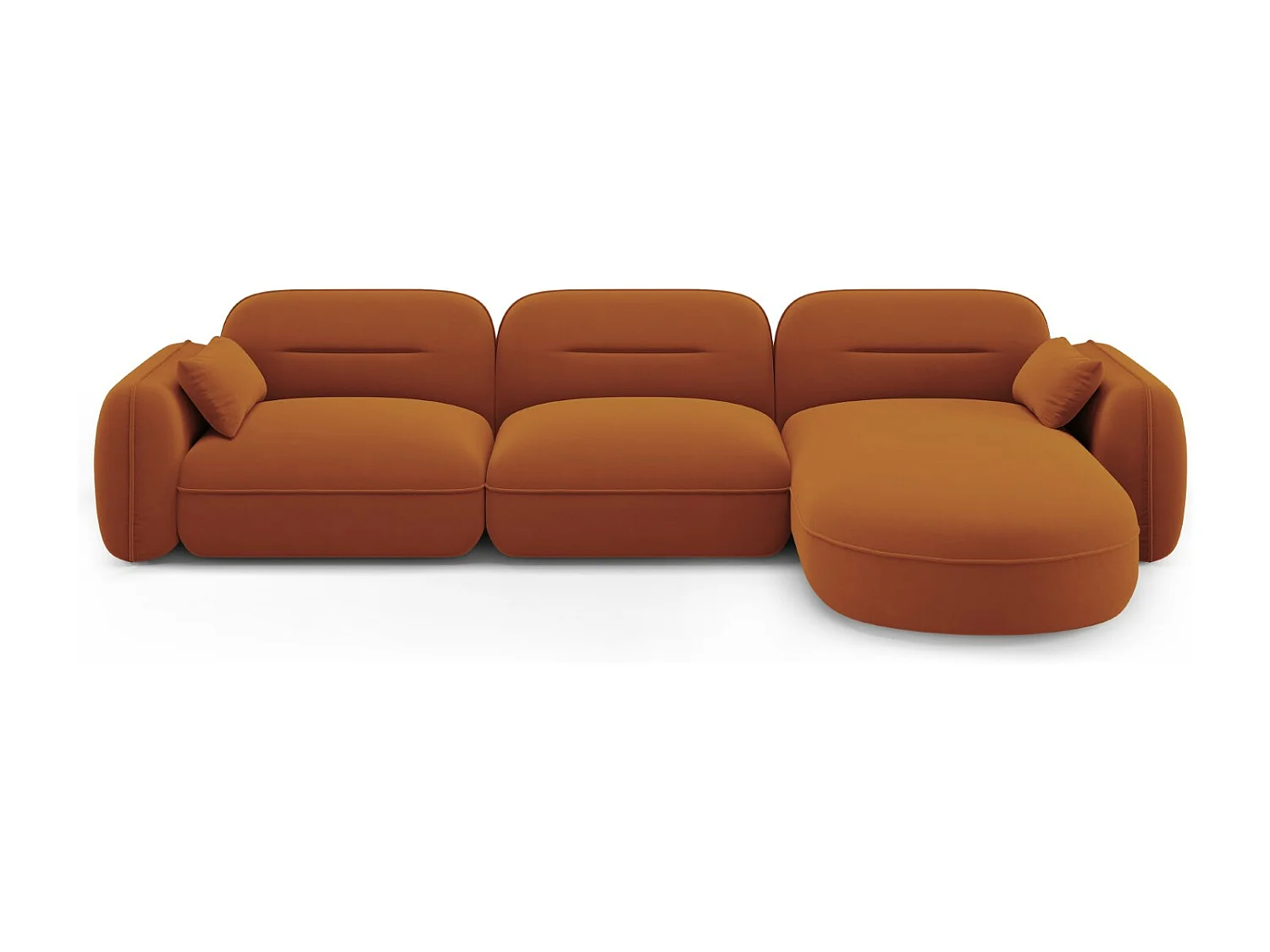 Cosmopolitan Design - Sofá modular de canto direito "Sydney" 4 lugares em veludo terracota - 320x165x70cm