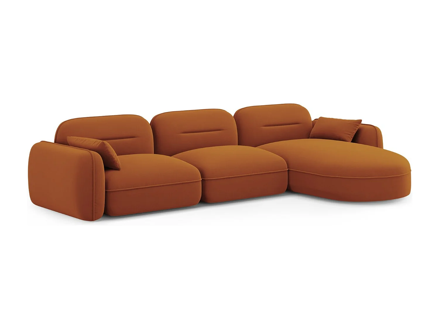 Cosmopolitan Design - Sofá modular de canto direito "Sydney" 4 lugares em veludo terracota - 320x165x70cm