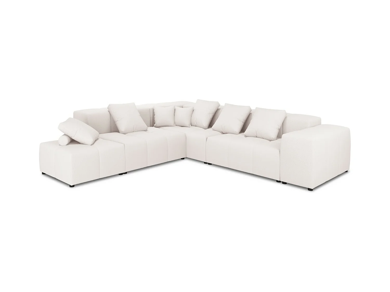 Cosmopolitan Design - Symmetrische modulaire hoekbank "Rome" 7 zitplaatsen, Structurele stof, Wit - 320x320x75cm