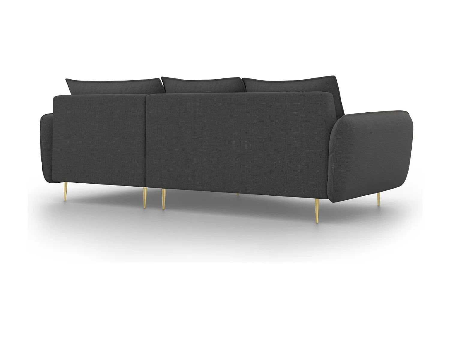 Cosmopolitan Design - Sofá de canto direito "Vienna" 5 lugares em tecido estrutural cinza escuro - 255x170x95cm