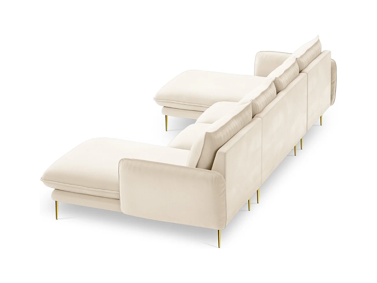 Cosmopolitan Design - Canapé panoramique "Vienna" 6 places en velours beige clair - 350x170x95cm