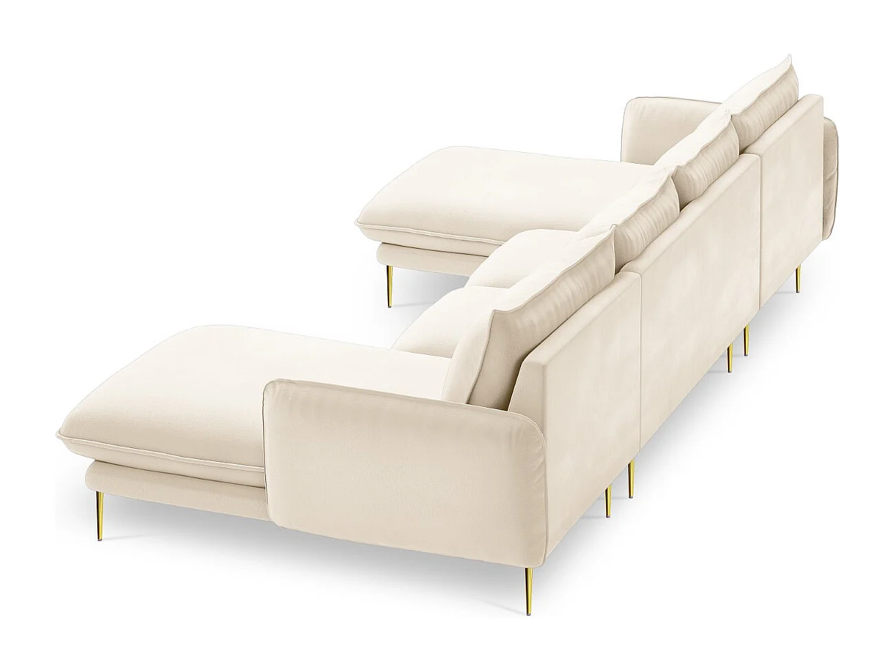 Cosmopolitan Design - Sofá panorâmico "Vienna" 6 lugares em veludo bege claro - 350x170x95cm