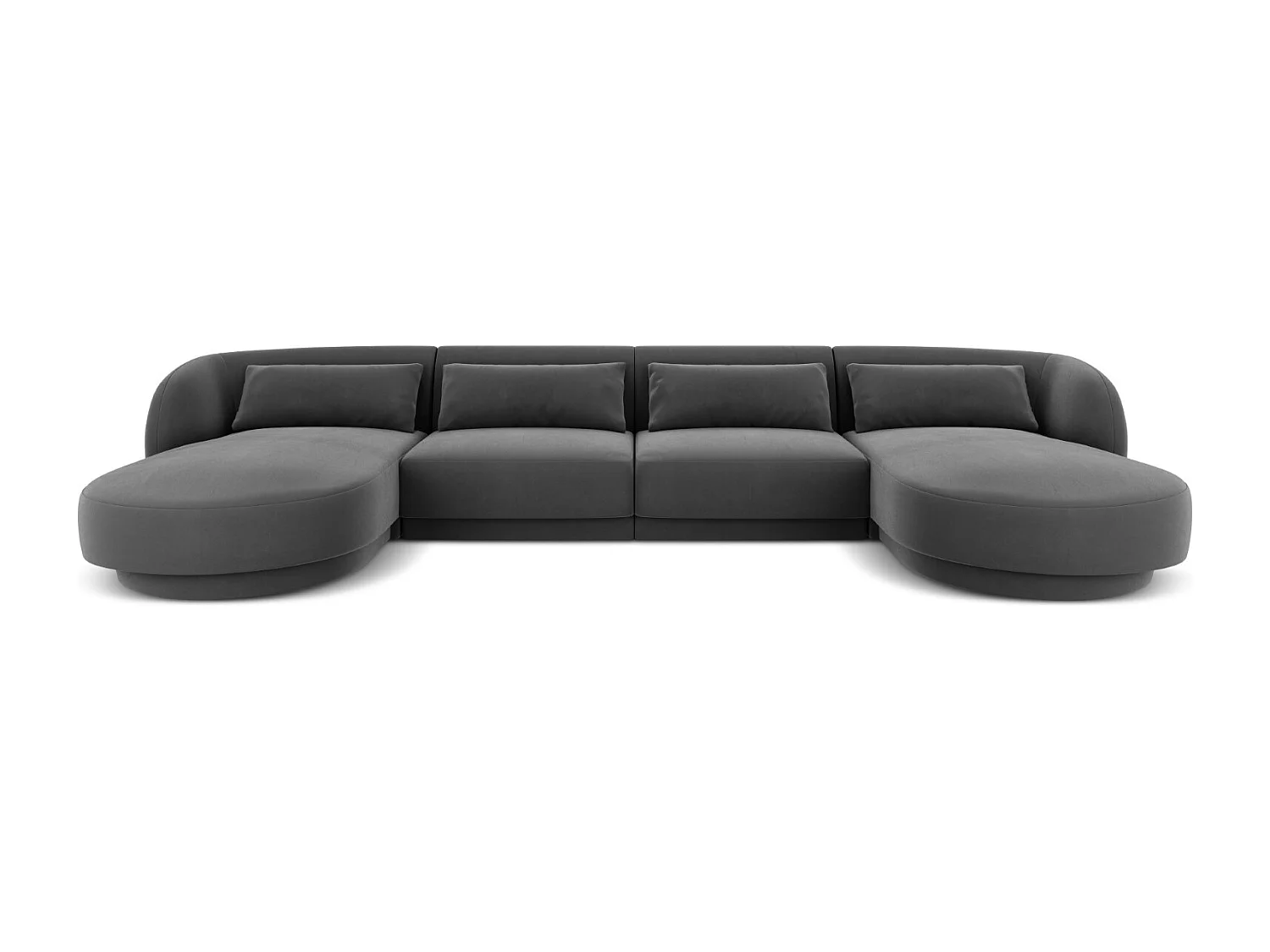 Cosmopolitan Design - 5-Sitzer Panoramasofa "Tulum" aus Samt grau - 330x156x70cm
