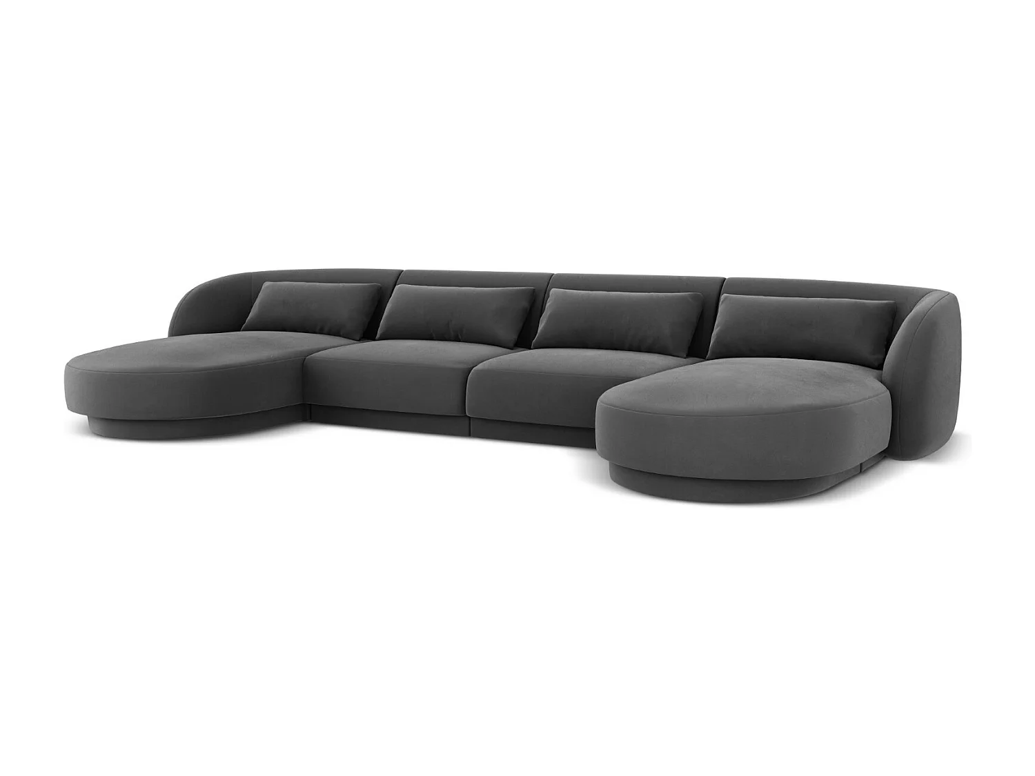 Cosmopolitan Design - 5-Sitzer Panoramasofa "Tulum" aus Samt grau - 330x156x70cm