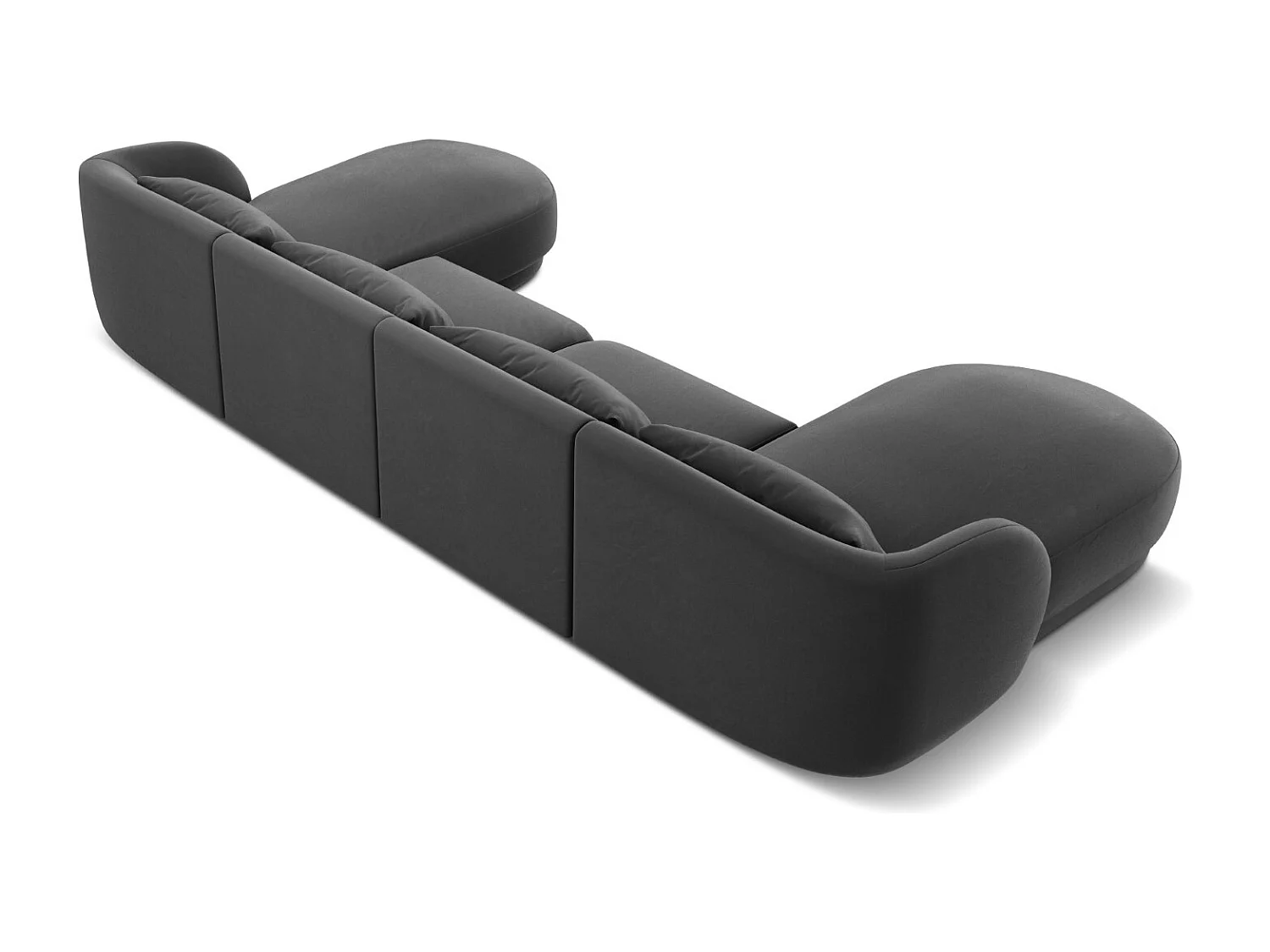 Cosmopolitan Design - 5-Sitzer Panoramasofa "Tulum" aus Samt grau - 330x156x70cm