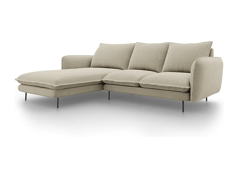 Cosmopolitan Design - Canapé d'angle gauche "Vienna" 5 places en tissu structurel beige - 255x170x95cm