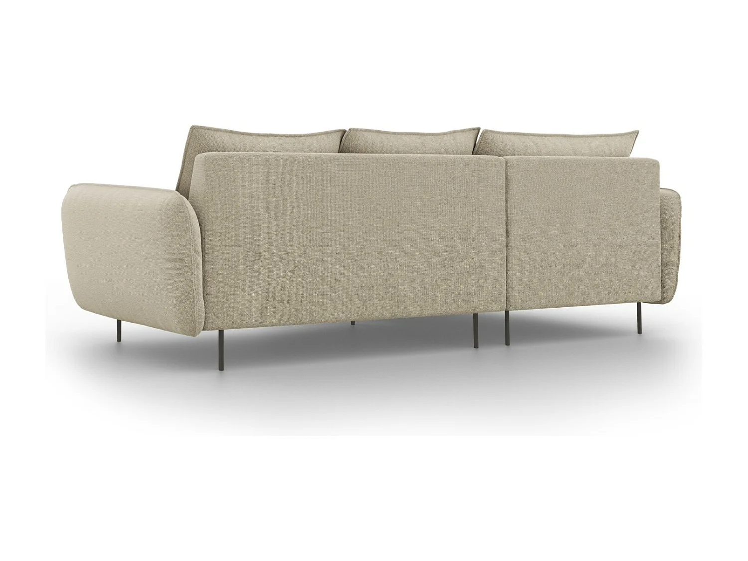 Cosmopolitan Design - Divano angolare sinistro "Vienna" 5 posti in tessuto strutturato beige - 255x170x95cm
