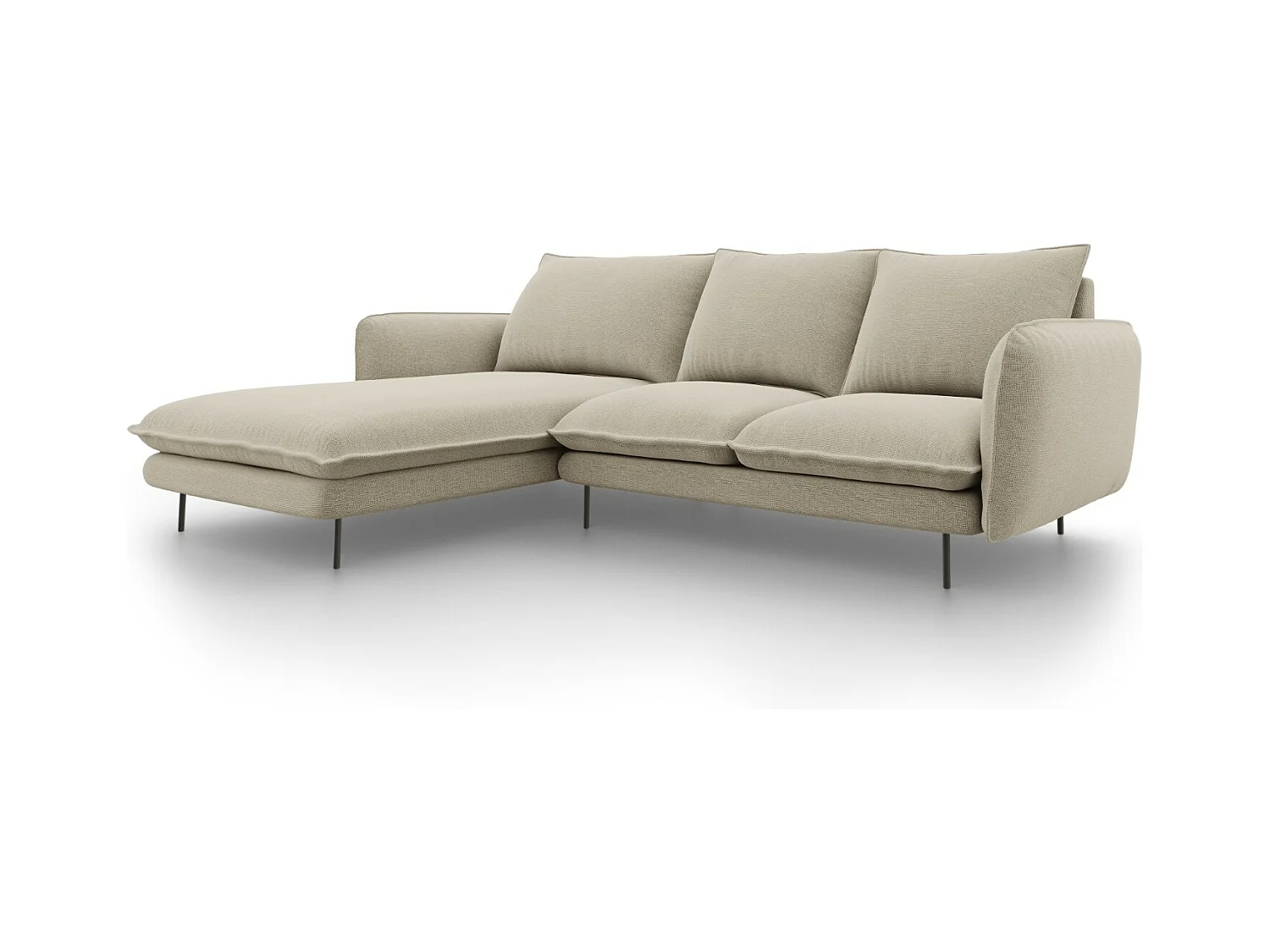 Cosmopolitan Design - Canapé d'angle gauche "Vienna" 5 places en tissu structurel beige - 255x170x95cm