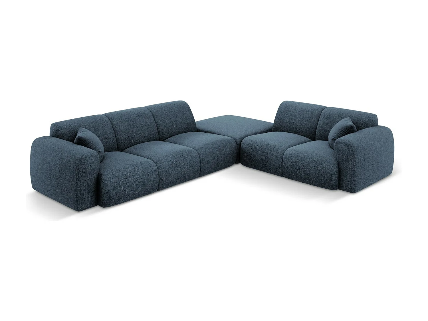 Cosmopolitan Design - Canapé d'angle droit "Nolio" 4 places en chenille bleu roi - 315x250x72cm