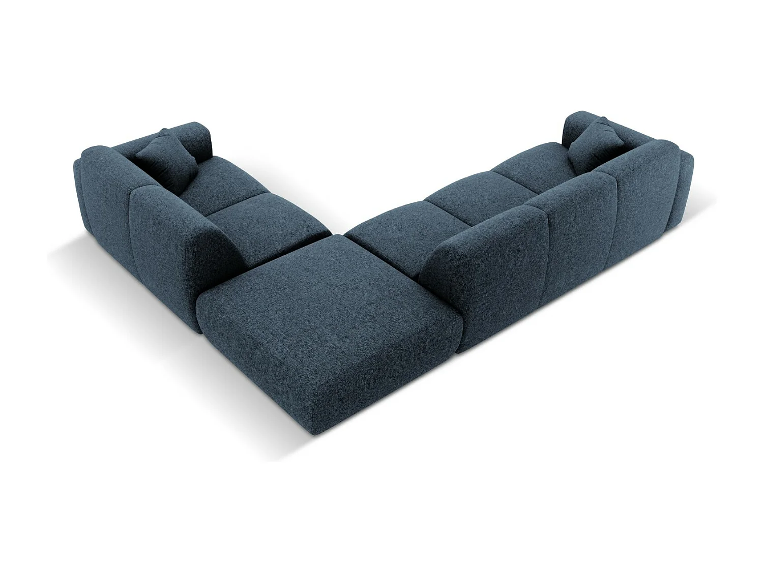 Cosmopolitan Design - Sofá de canto direito "Nolio" 4 lugares em tecido chenille azul real - 315x250x72cm