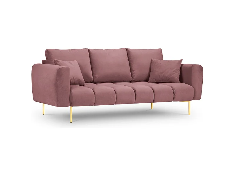 Cosmopolitan Design - 3-Sitzer Sofa "Hastings" aus Samt rosa - 220x97x75cm
