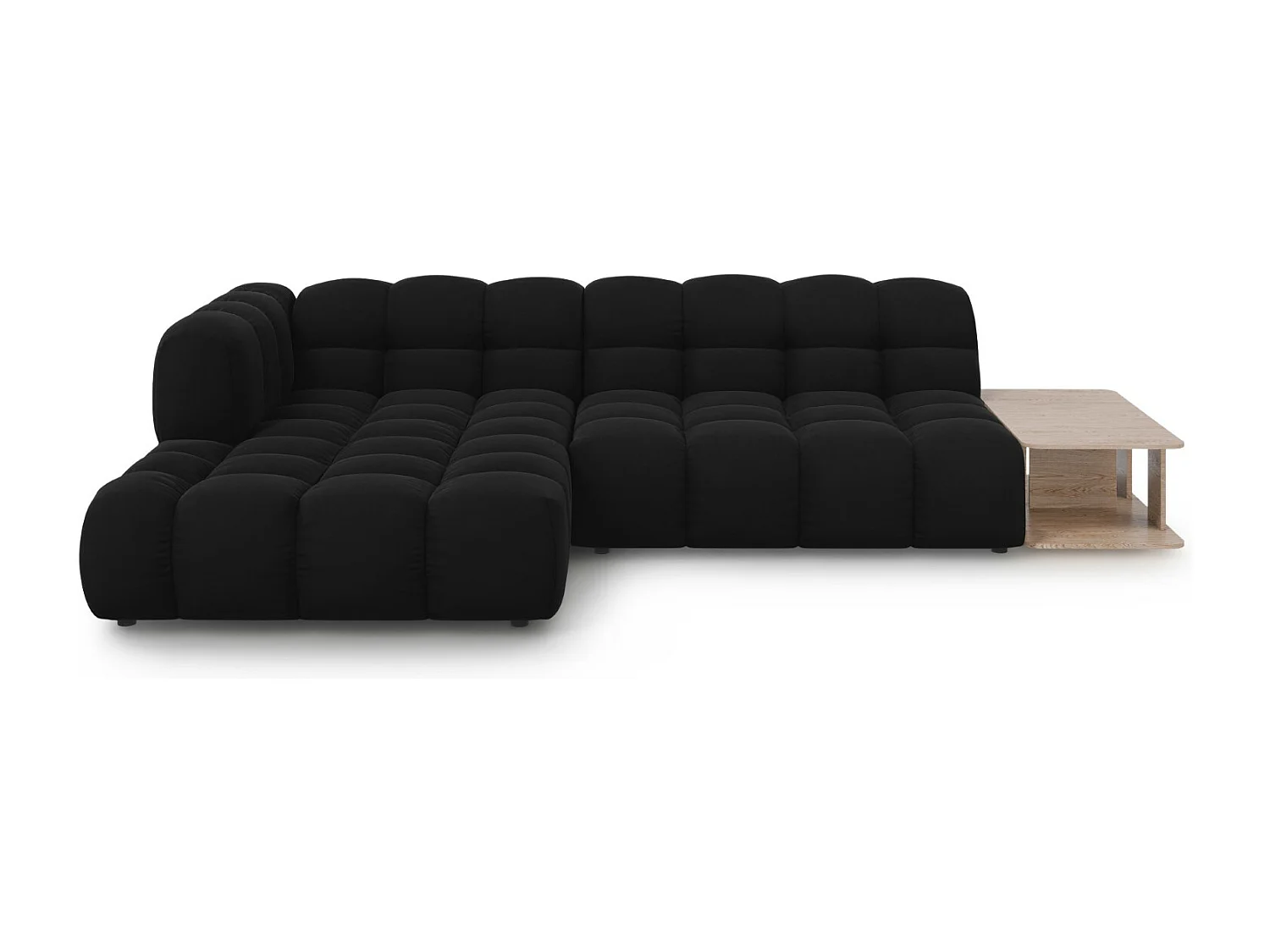 Cosmopolitan Design - Canapé d'angle gauche modulable "Sky" 4 places en velours noir - 297x162x75cm