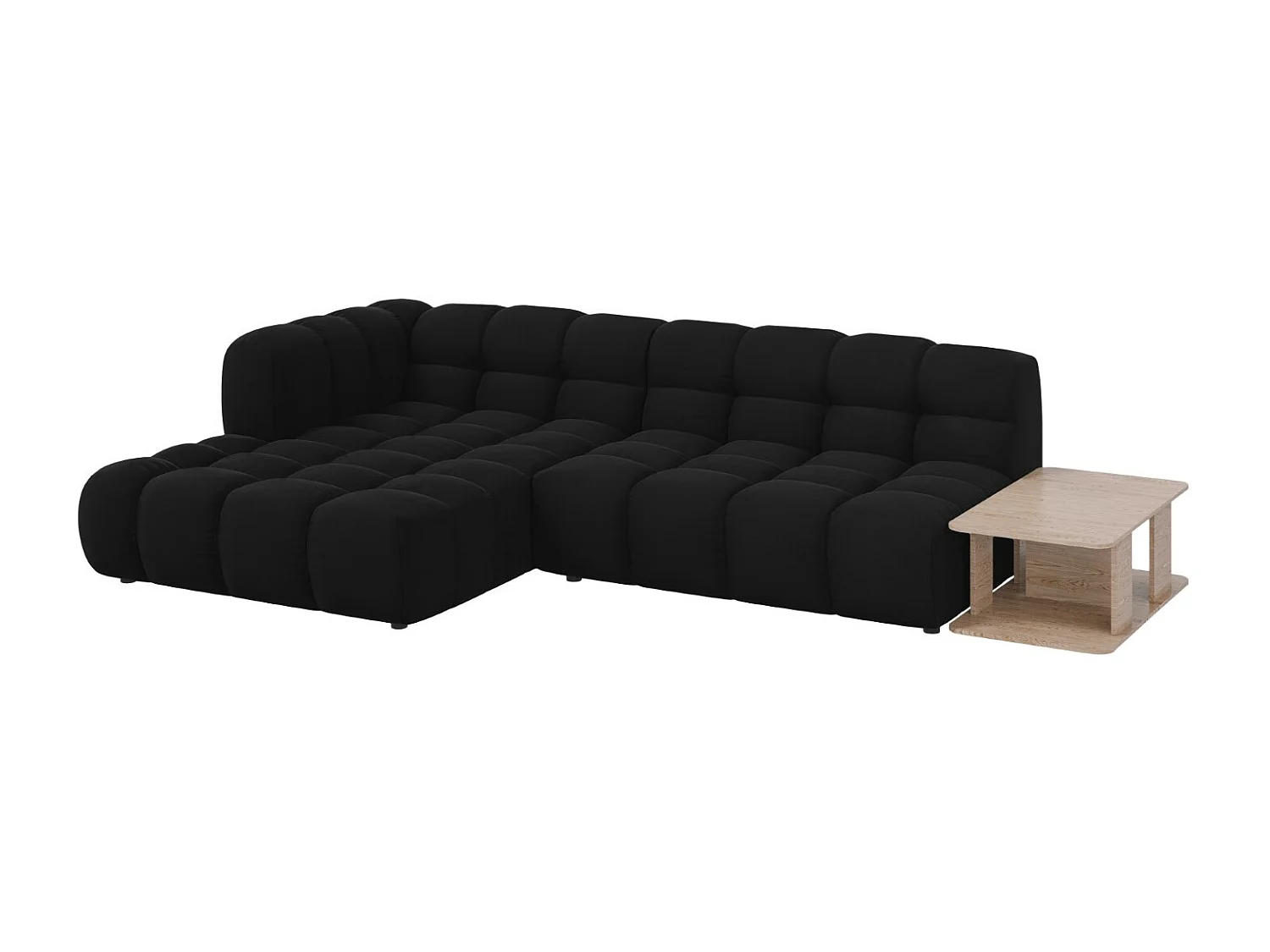 Cosmopolitan Design - Canapé d'angle gauche modulable "Sky" 4 places en velours noir - 297x162x75cm