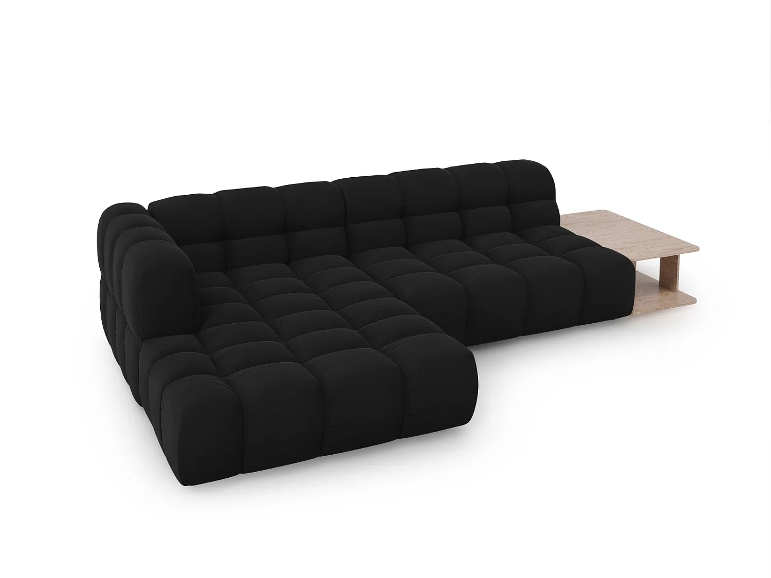 Cosmopolitan Design - Canapé d'angle gauche modulable "Sky" 4 places en velours noir - 297x162x75cm