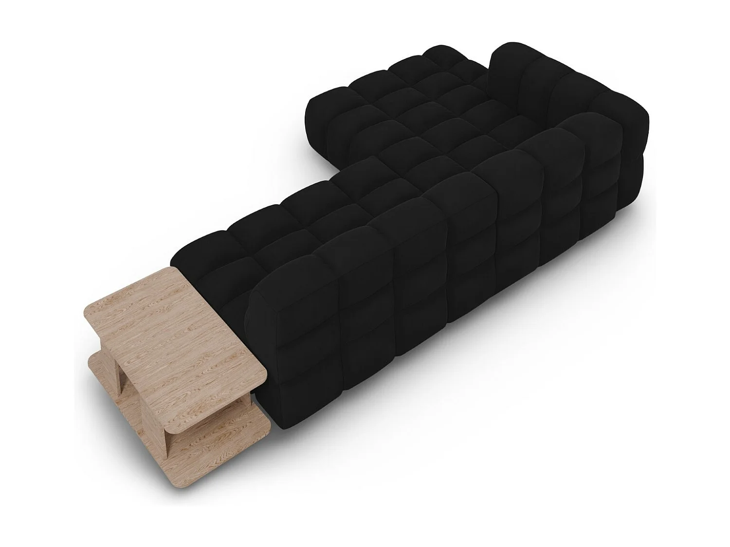 Cosmopolitan Design - Canapé d'angle gauche modulable "Sky" 4 places en velours noir - 297x162x75cm