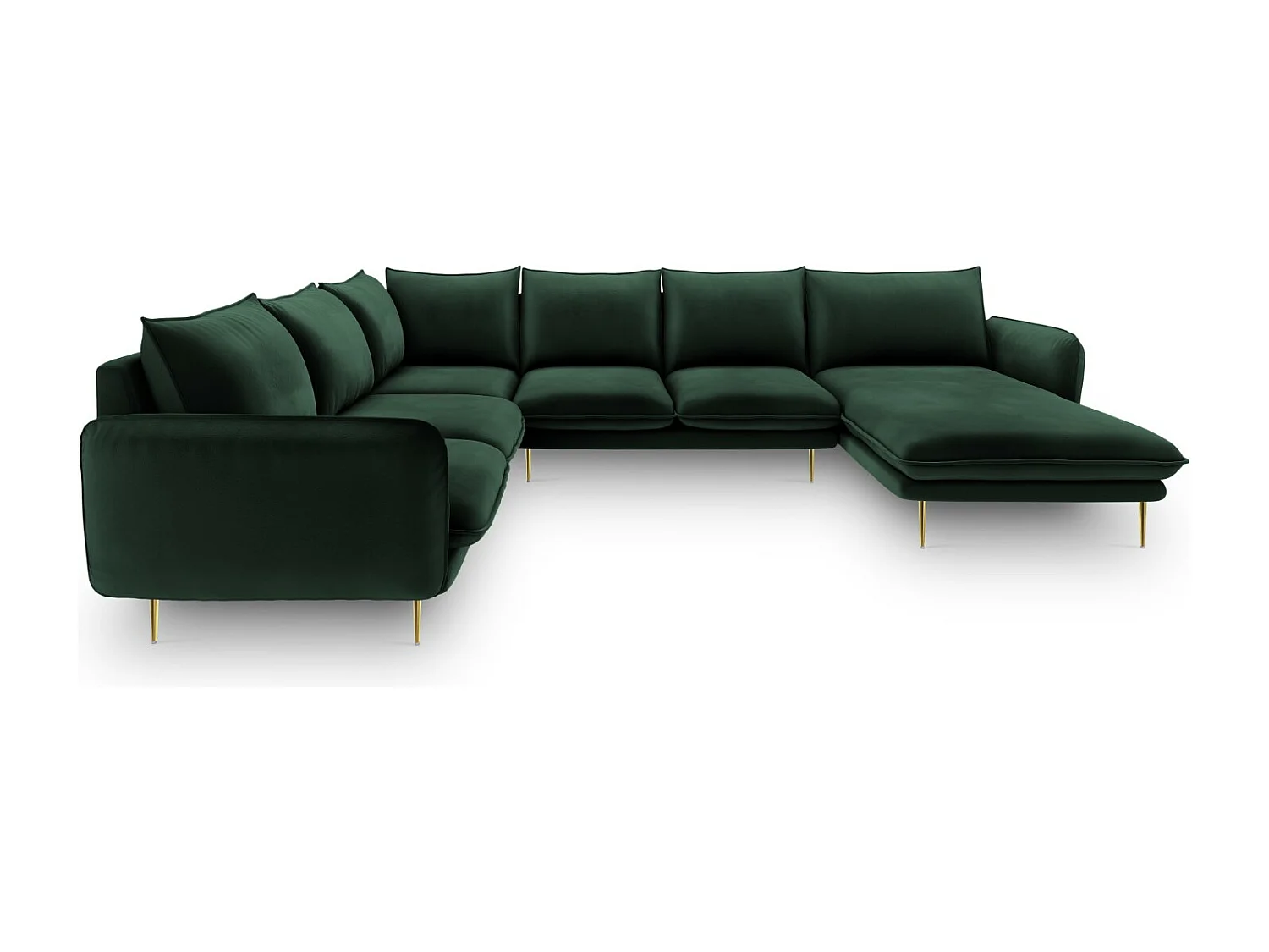 Cosmopolitan Design - Narożnik lewy panoramiczny, "Vienna" 7 miejsc welur, zielony butelkowy - 330x235x95cm