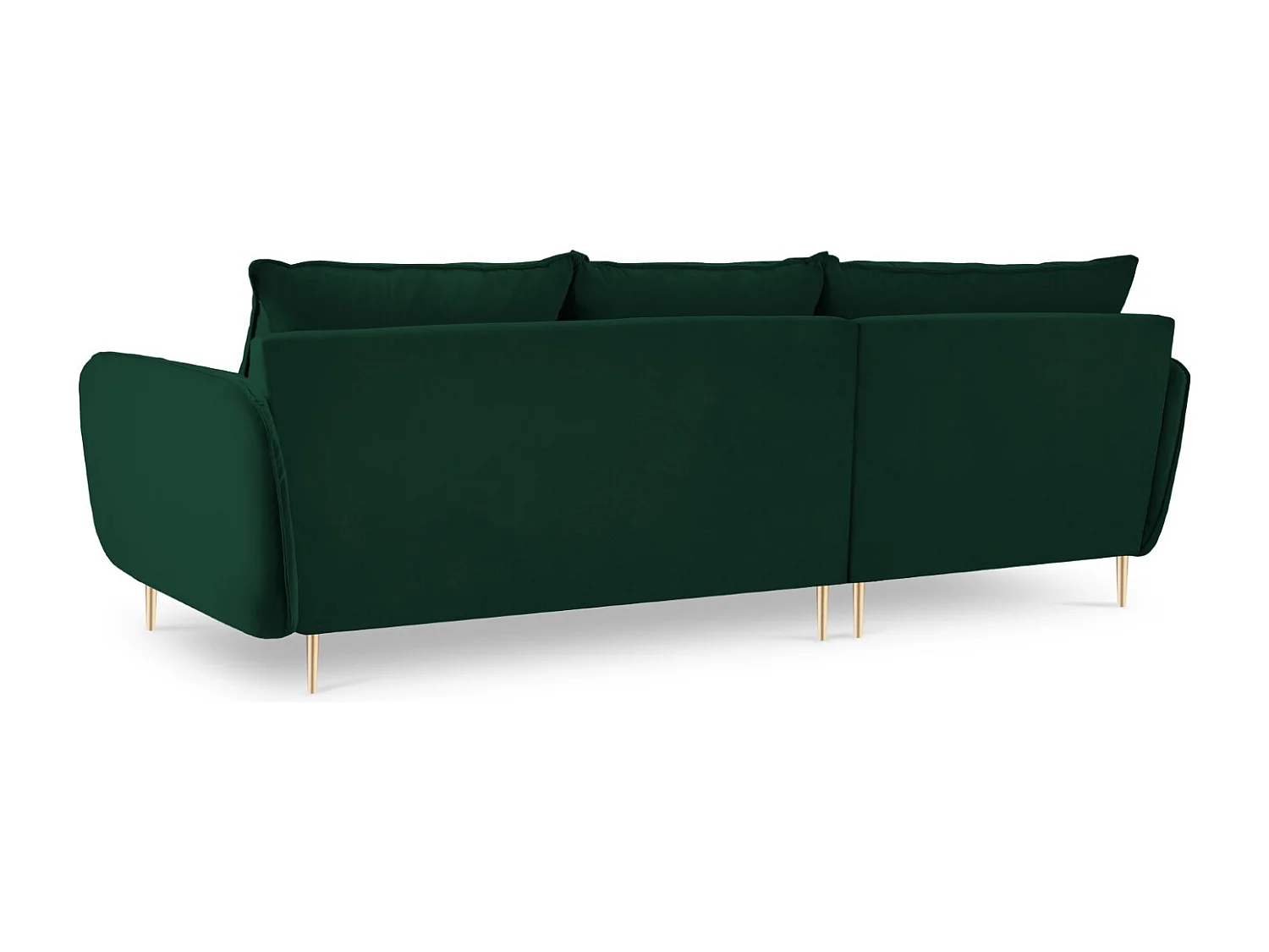 Cosmopolitan Design - Sofá de canto esquerdo "Vienna" 5 lugares em veludo verde garrafa - 255x170x95cm