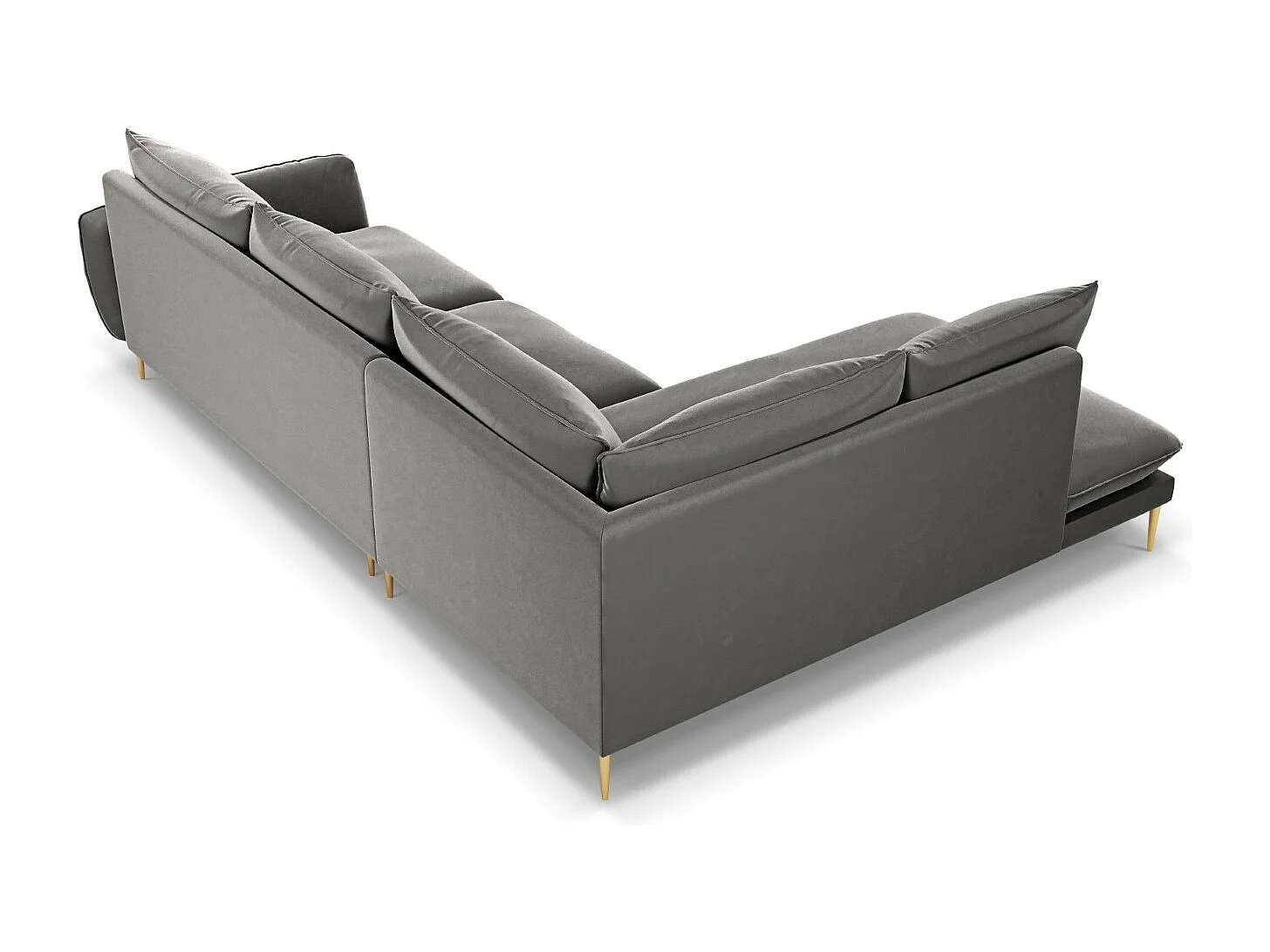 Cosmopolitan Design - 6-Sitzer Ecksofa links "Vienna" aus Samt hellgrau - 275x185x95cm